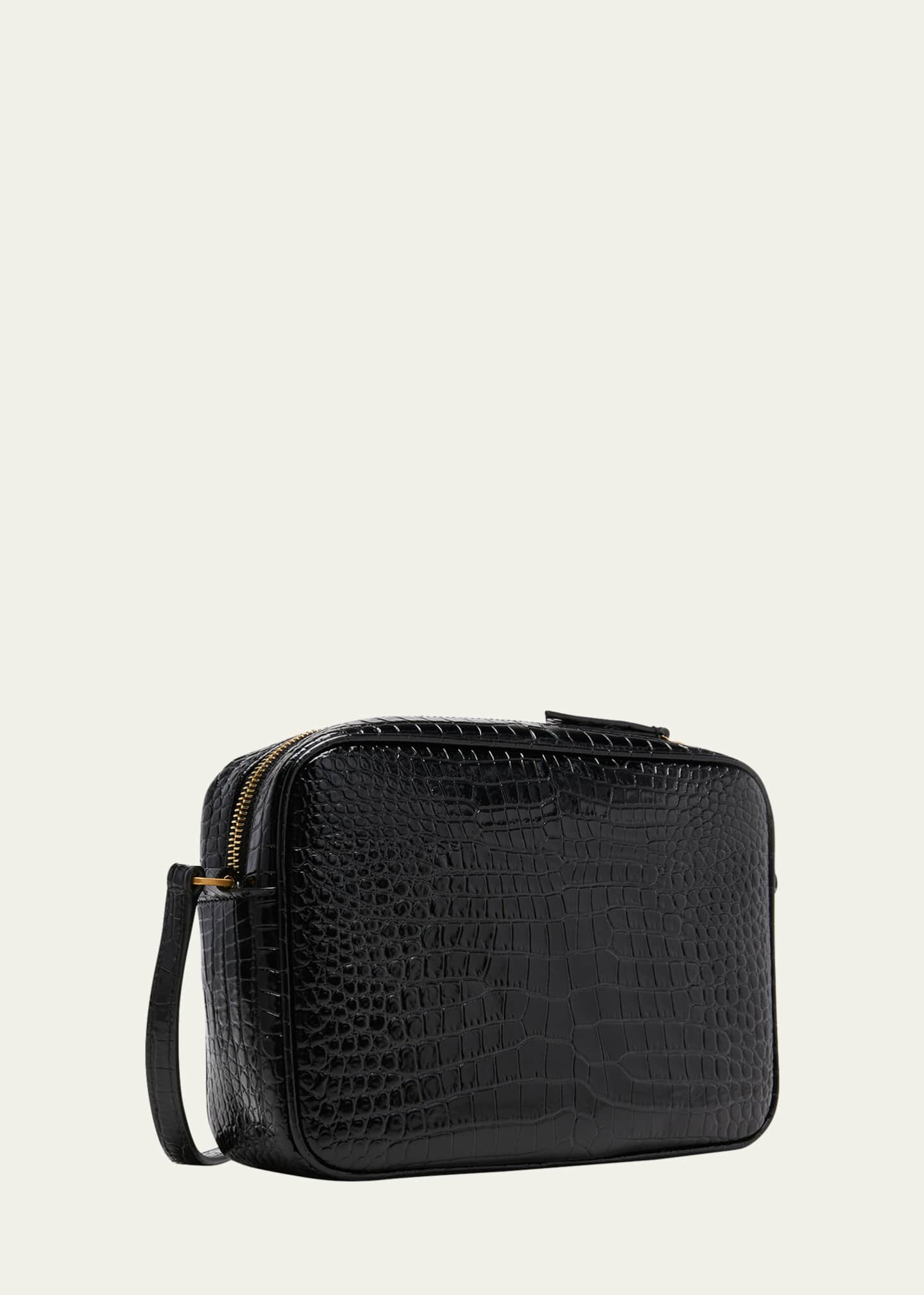 Yves Saint Laurent YSL Crocodile Embossed Black Patent Bag at 1stDibs