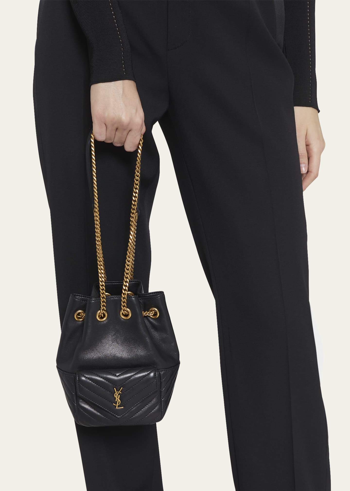 JOE MINI BUCKET BAG IN QUILTED LAMBSKIN, Saint Laurent