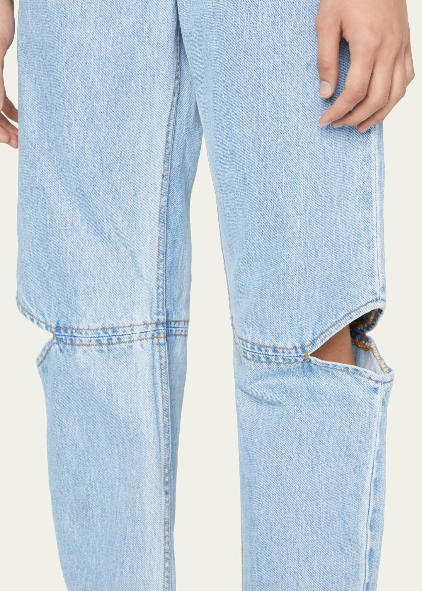 Still Here Cowgirl Straight Cut-Out Knee Jeans - Bergdorf Goodman