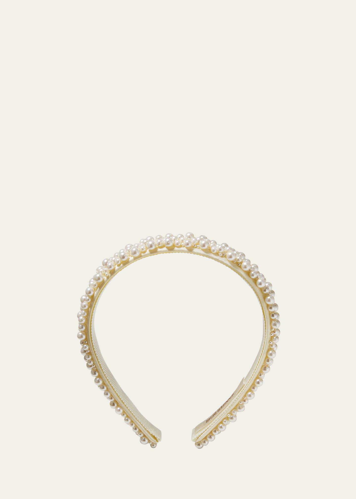 Jennifer Behr Bria Allover Pearly Satin Headband Image 2 of 2