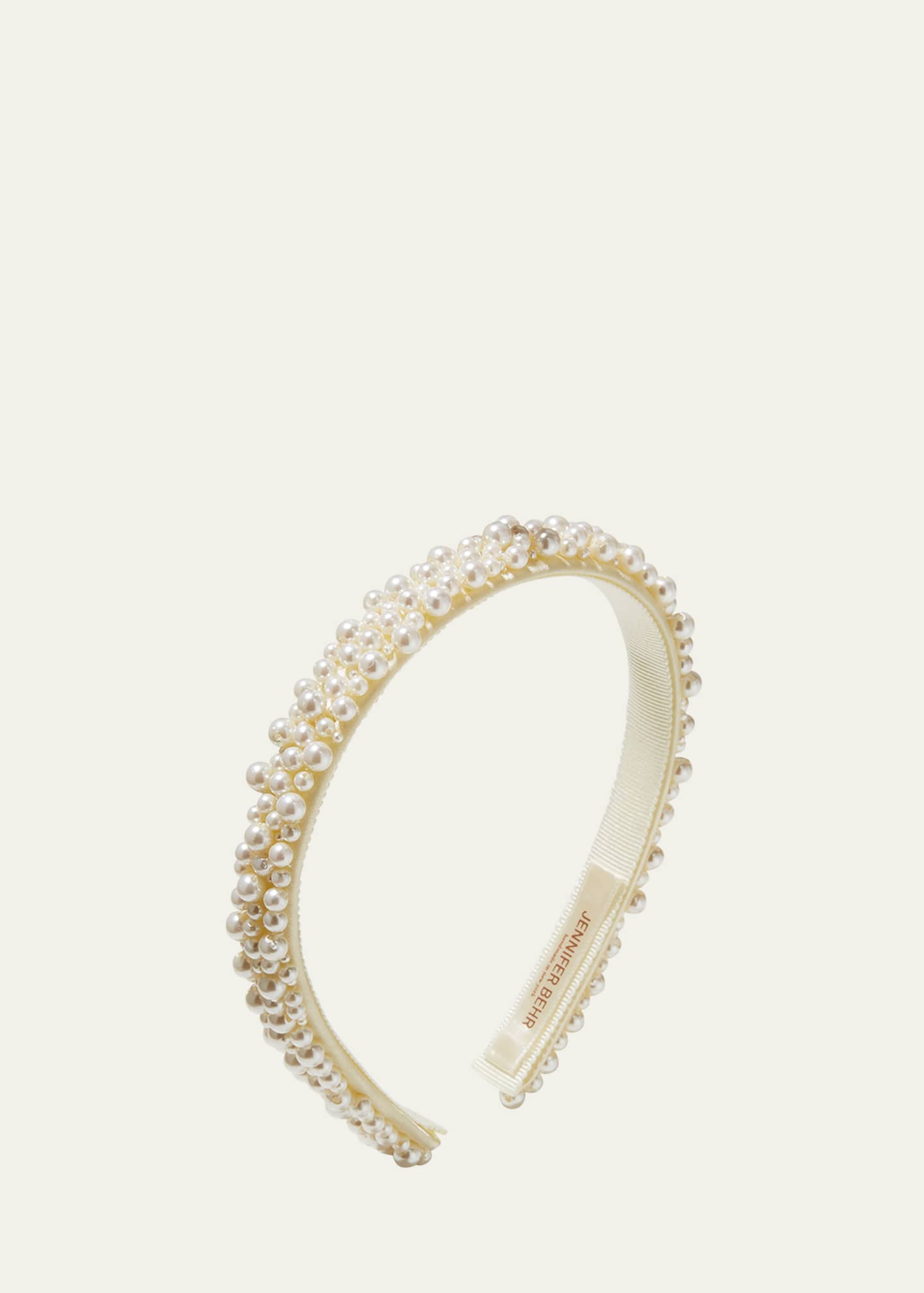 Jennifer Behr Bria Allover Pearly Satin Headband Image 1 of 2