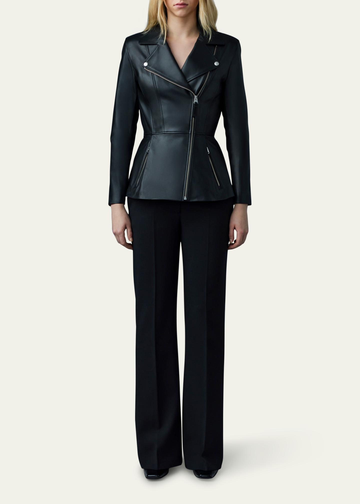 Gilet Moto En Cuir Noir Mackage - Doublé, Col En V - Taille S/P - Occasion Excellent état