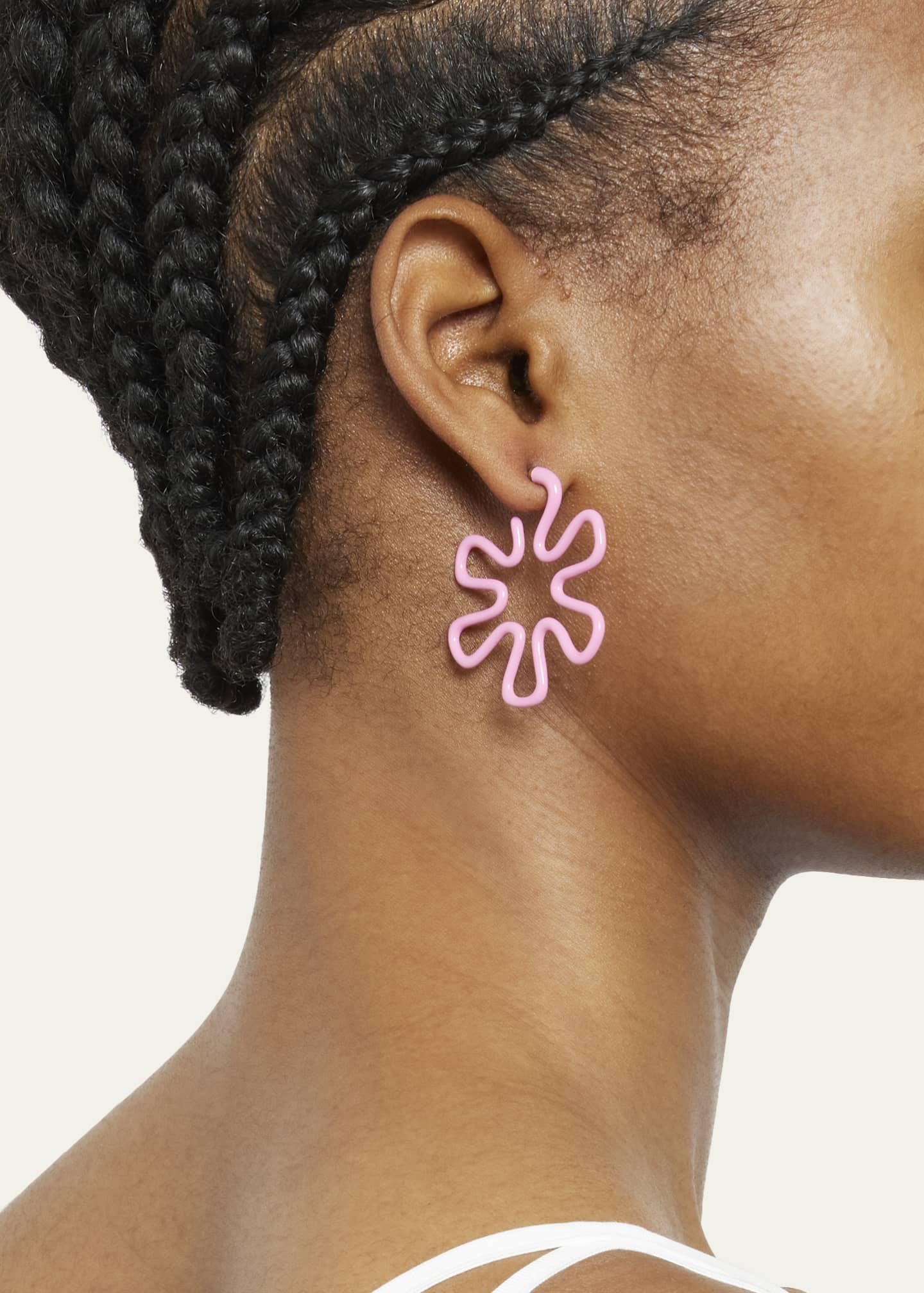 Bea Bongiasca Pink Enamel Flower Hoop Earrings Image 2 of 4