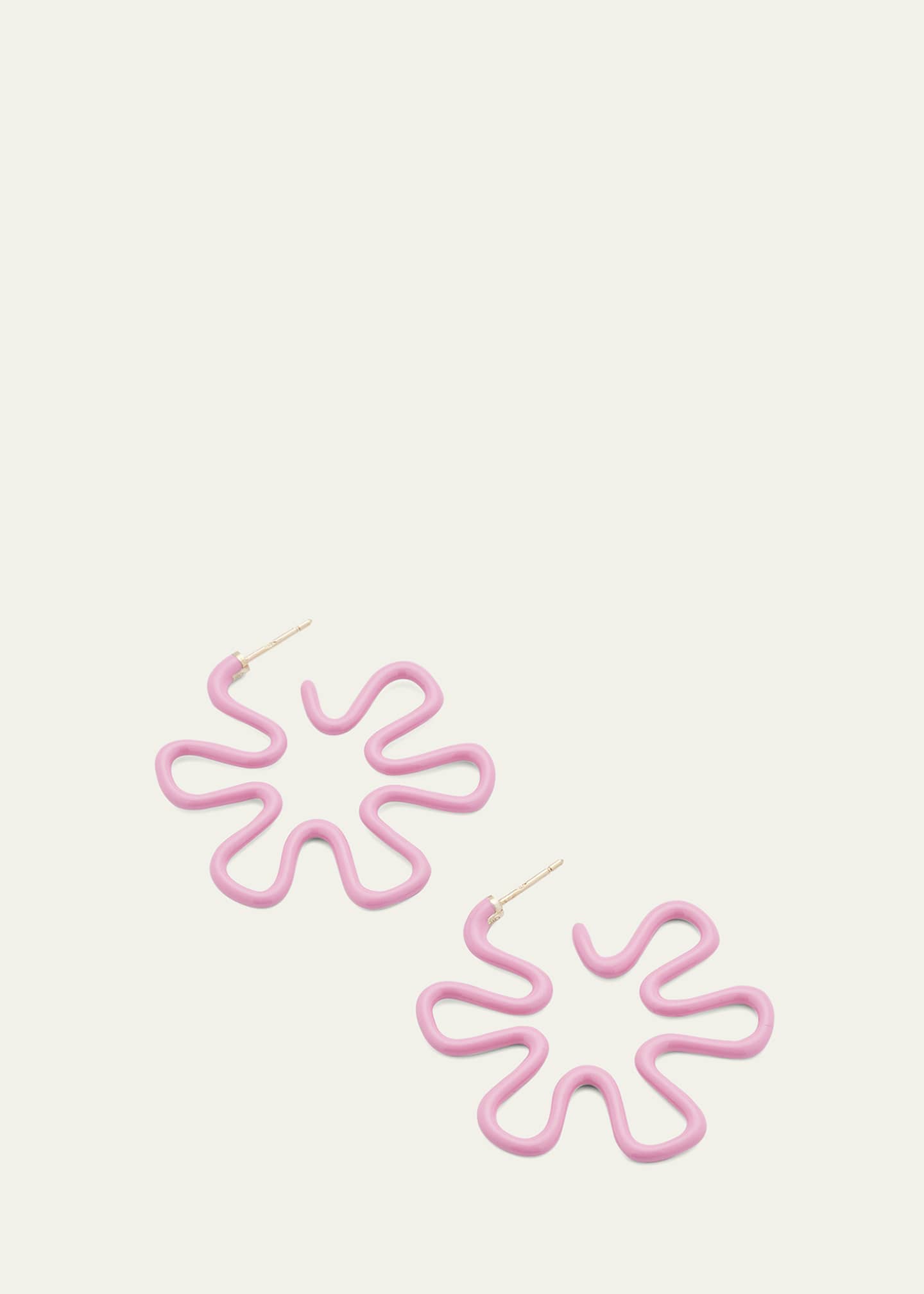 Bea Bongiasca Pink Enamel Flower Hoop Earrings Image 3 of 4