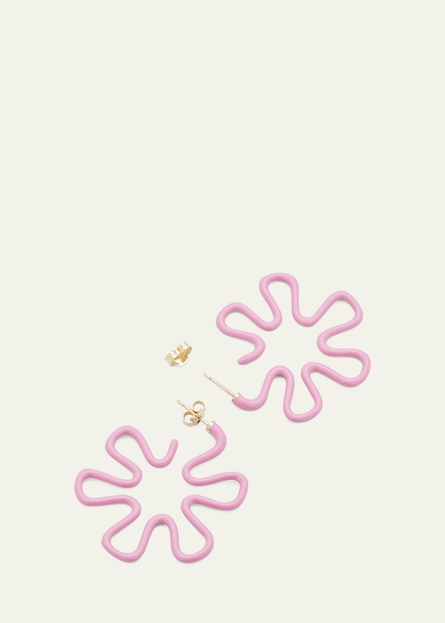 Bea Bongiasca Pink Enamel Flower Hoop Earrings Image 4 of 4