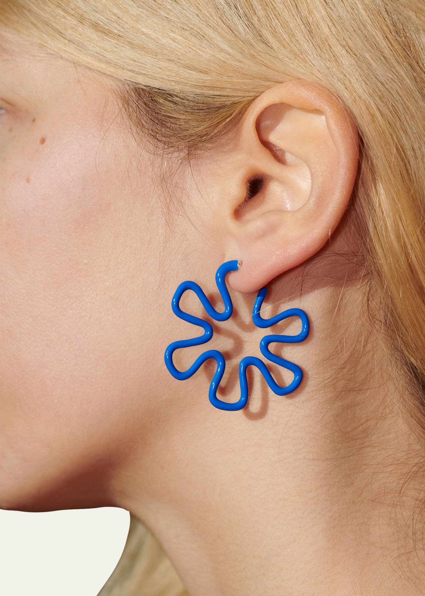 Bea Bongiasca Blue Enamel Flower Hoop Earrings - Bergdorf