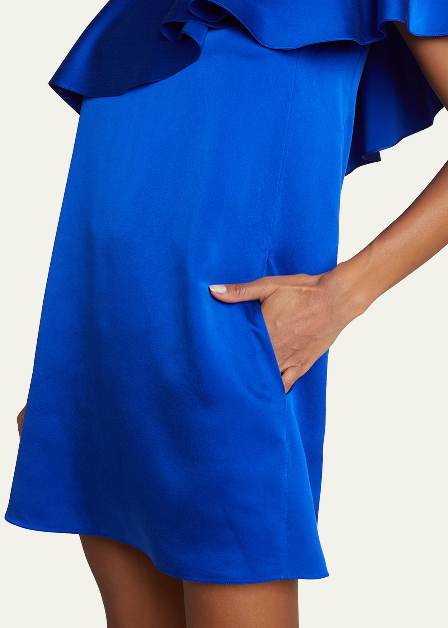 Ruffled Mini Dress - Blue One-Shoulder Dress - Cobalt Blue Dress