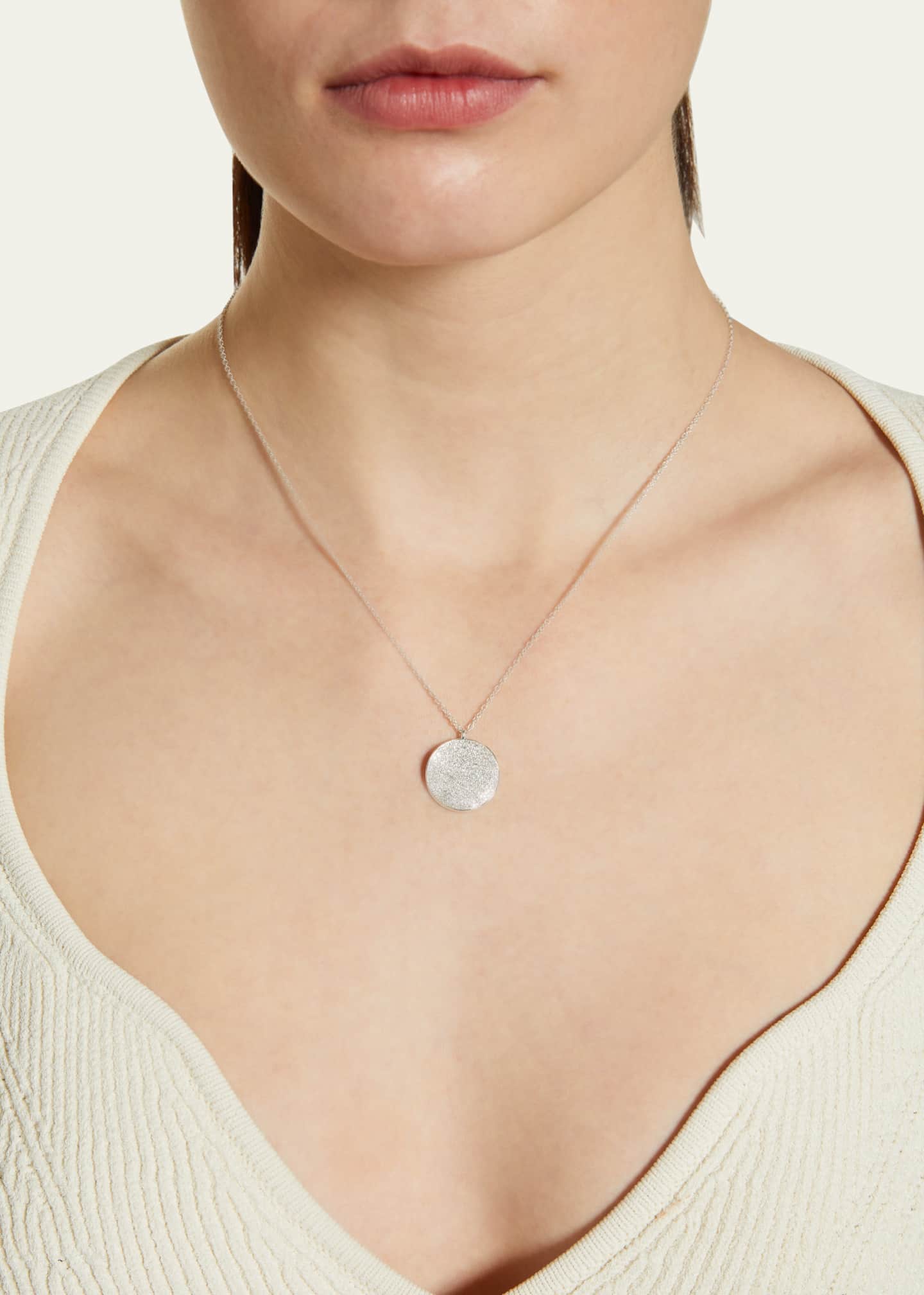 Ippolita Large Flower Disc Pendant Necklace in Sterling Silver with Diamonds