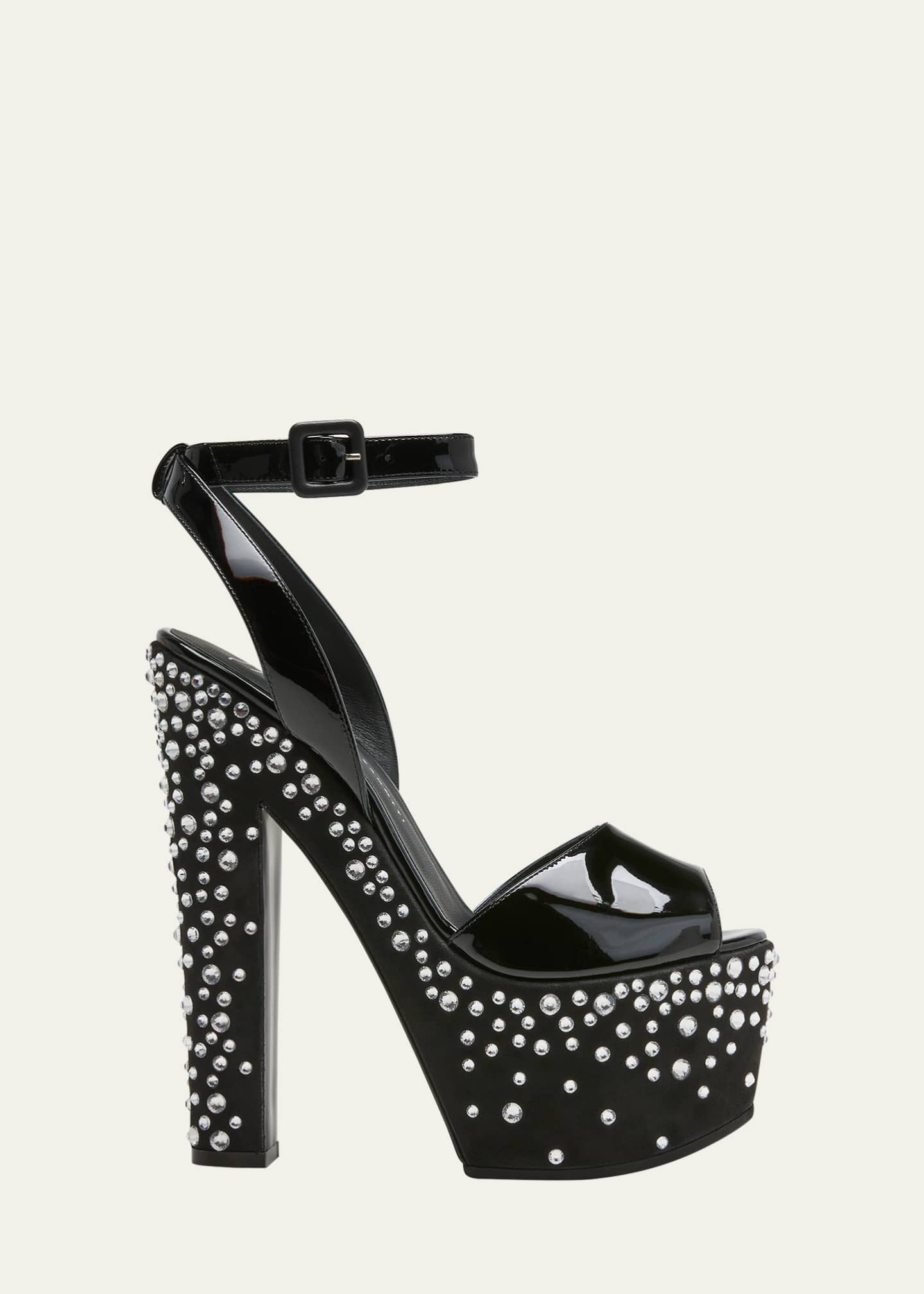 Giuseppe Zanotti Crystal Stud Patent Platform Sandals - Bergdorf Goodman