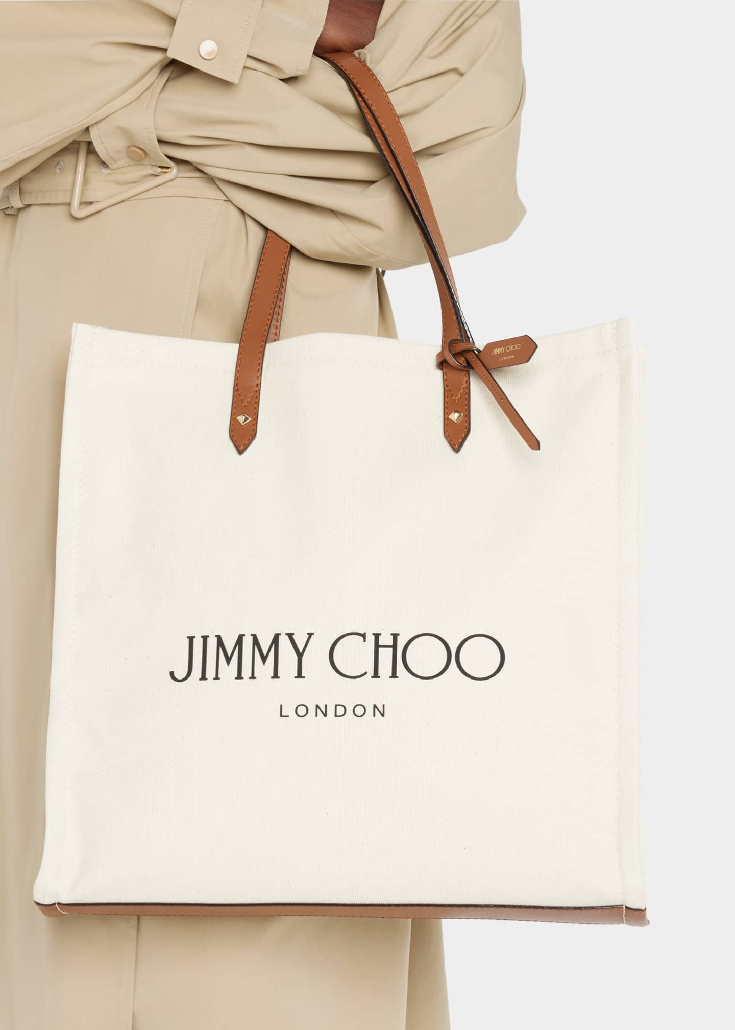 Jimmy Choo Logo North-South Canvas Tote Bag - Bergdorf Goodman