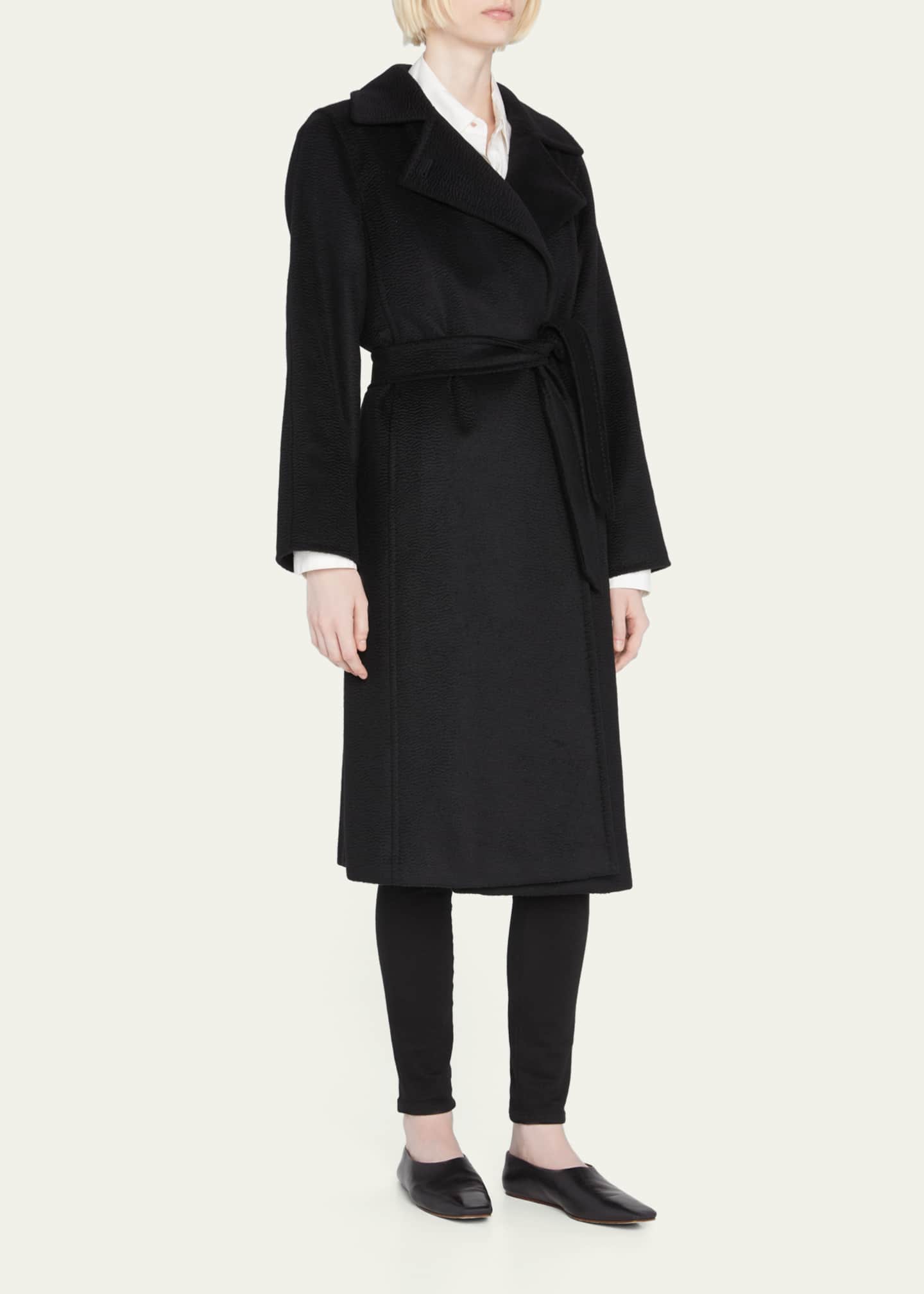 Max Mara Manuela Wool Wrap Coat, Black - Bergdorf Goodman