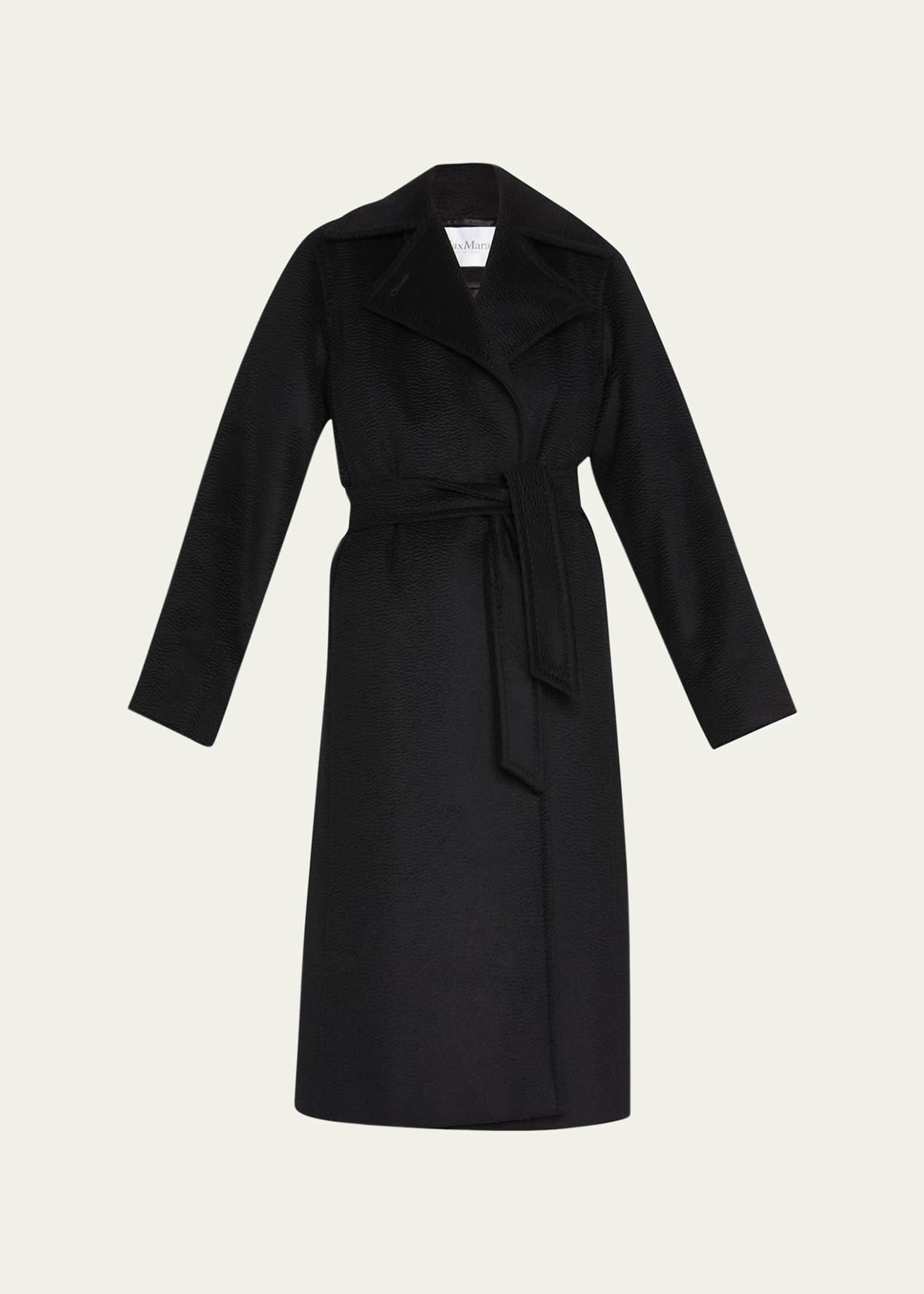 Max Mara Manuela Wool Wrap Coat, Black - Bergdorf Goodman
