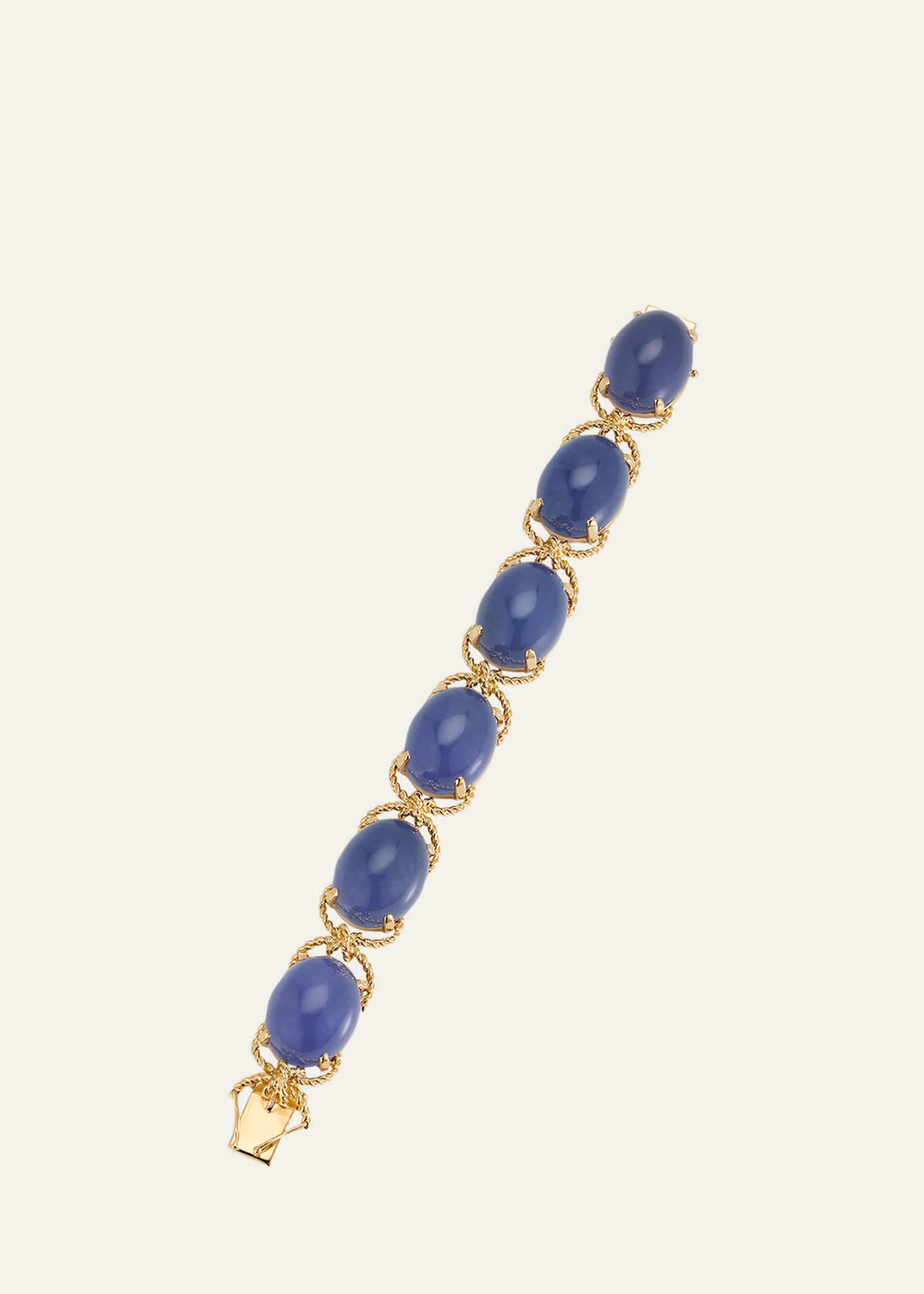 Verdura 18K Gold Rope and Blue Chalcedony Pebble Bracelet Image 3 of 4