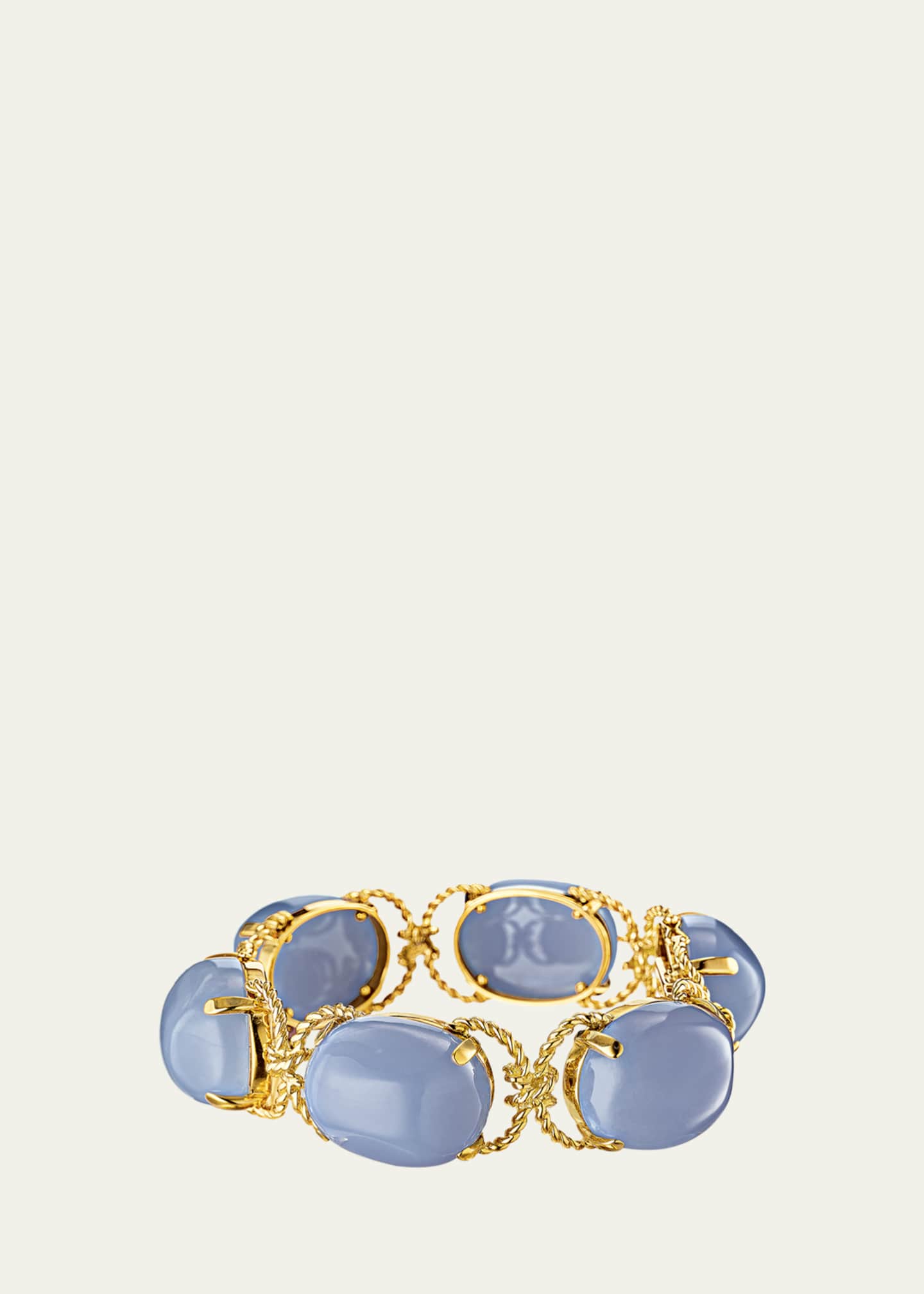 Verdura 18K Gold Rope and Blue Chalcedony Pebble Bracelet Image 1 of 4