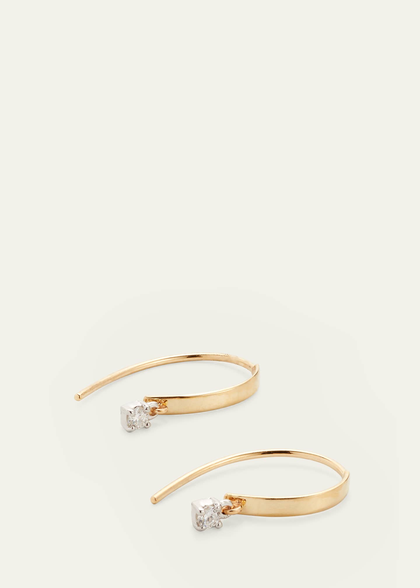 Lana Mini Flat Hooked on Hoop Earrings with Dangle Diamonds Image 3 of 4