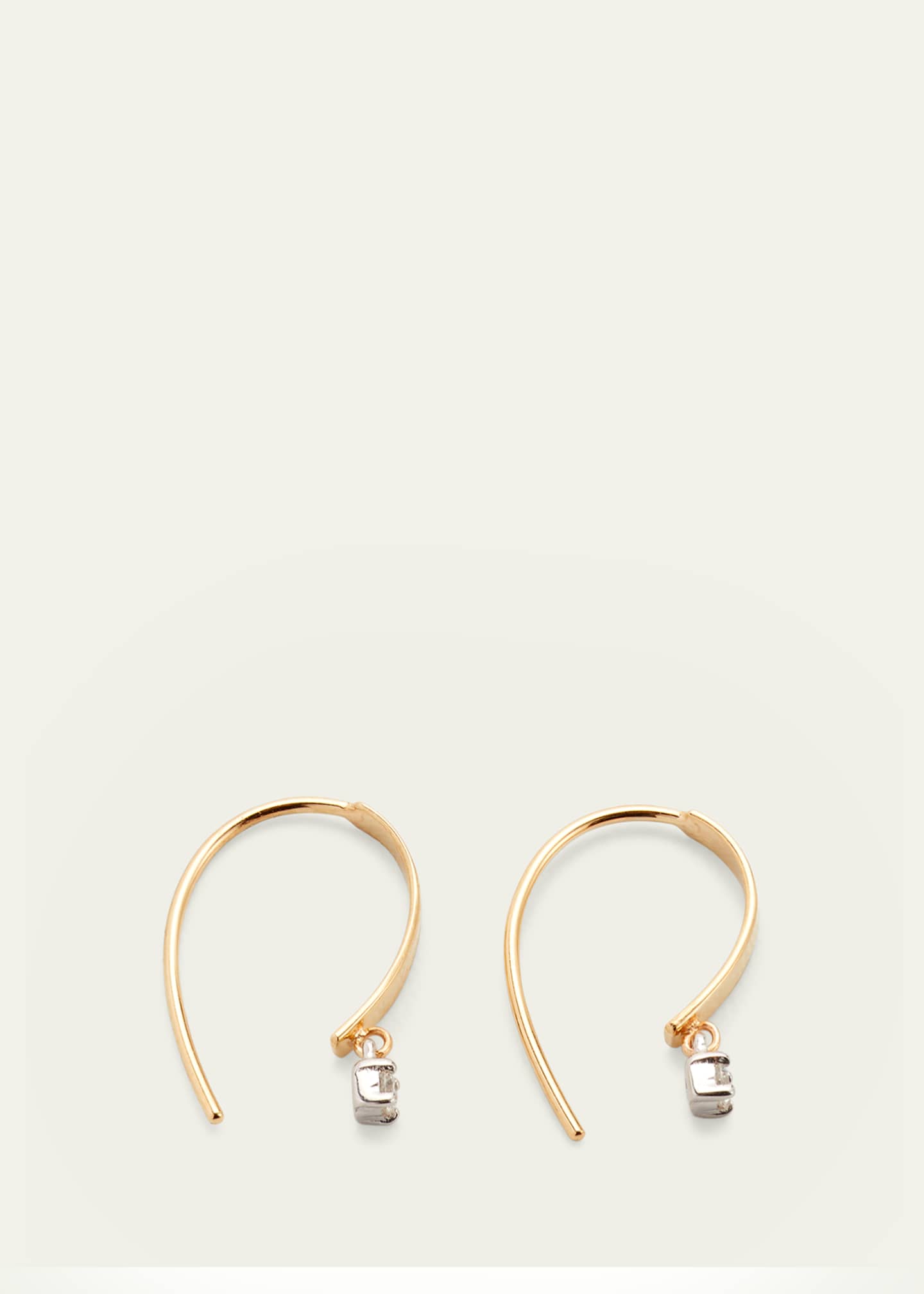 Lana Mini Flat Hooked on Hoop Earrings with Dangle Diamonds Image 4 of 4