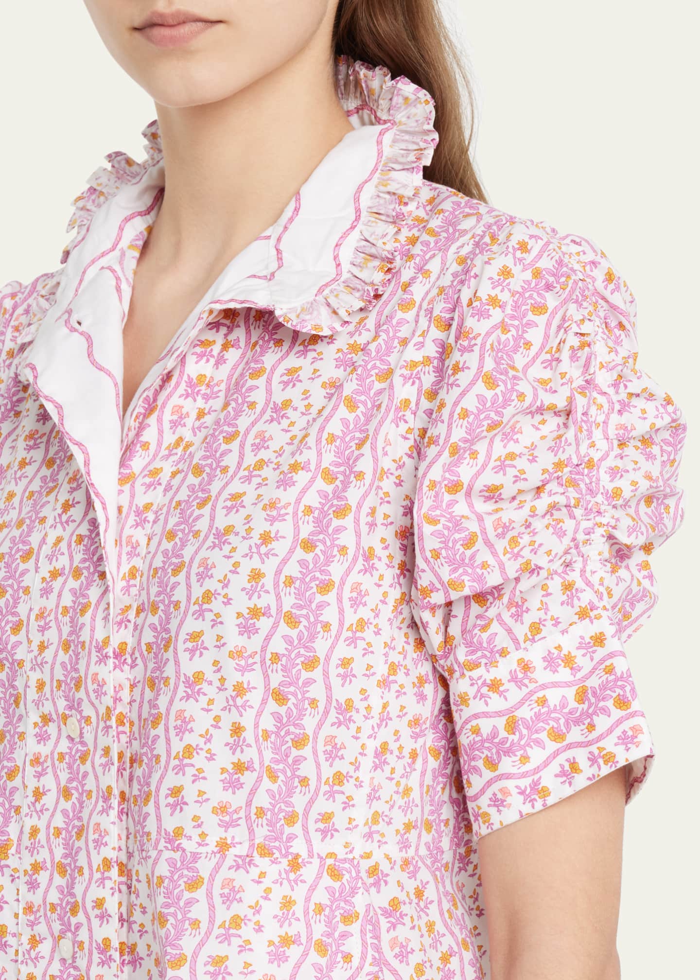 Thierry Colson Yulia FloralEmbroidered Linen Midi Skirt Bergdorf Goodman