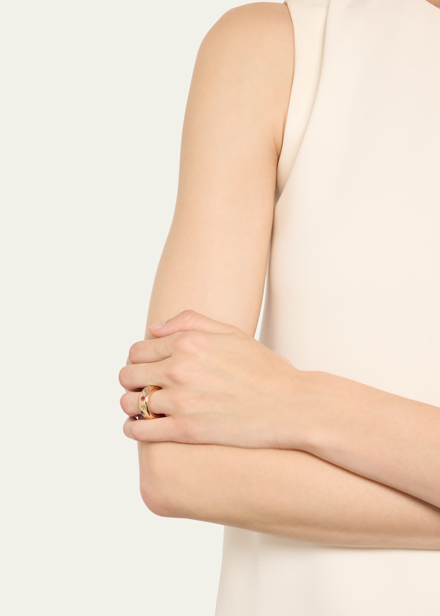 Pomellato Iconica 18k Rose Gold Slim Multi Gemstone Ring