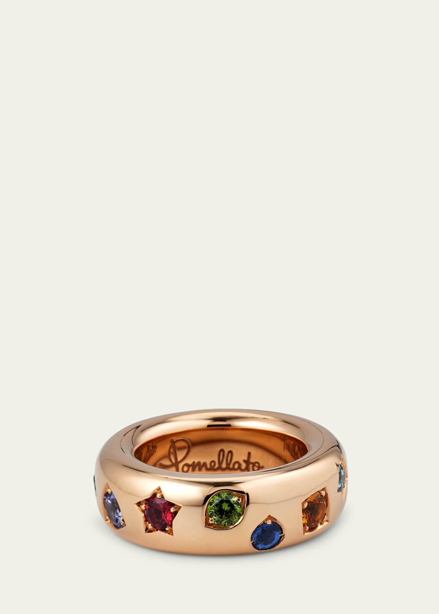 Pomellato Iconica 18k Rose Gold Slim Multi Gemstone Ring