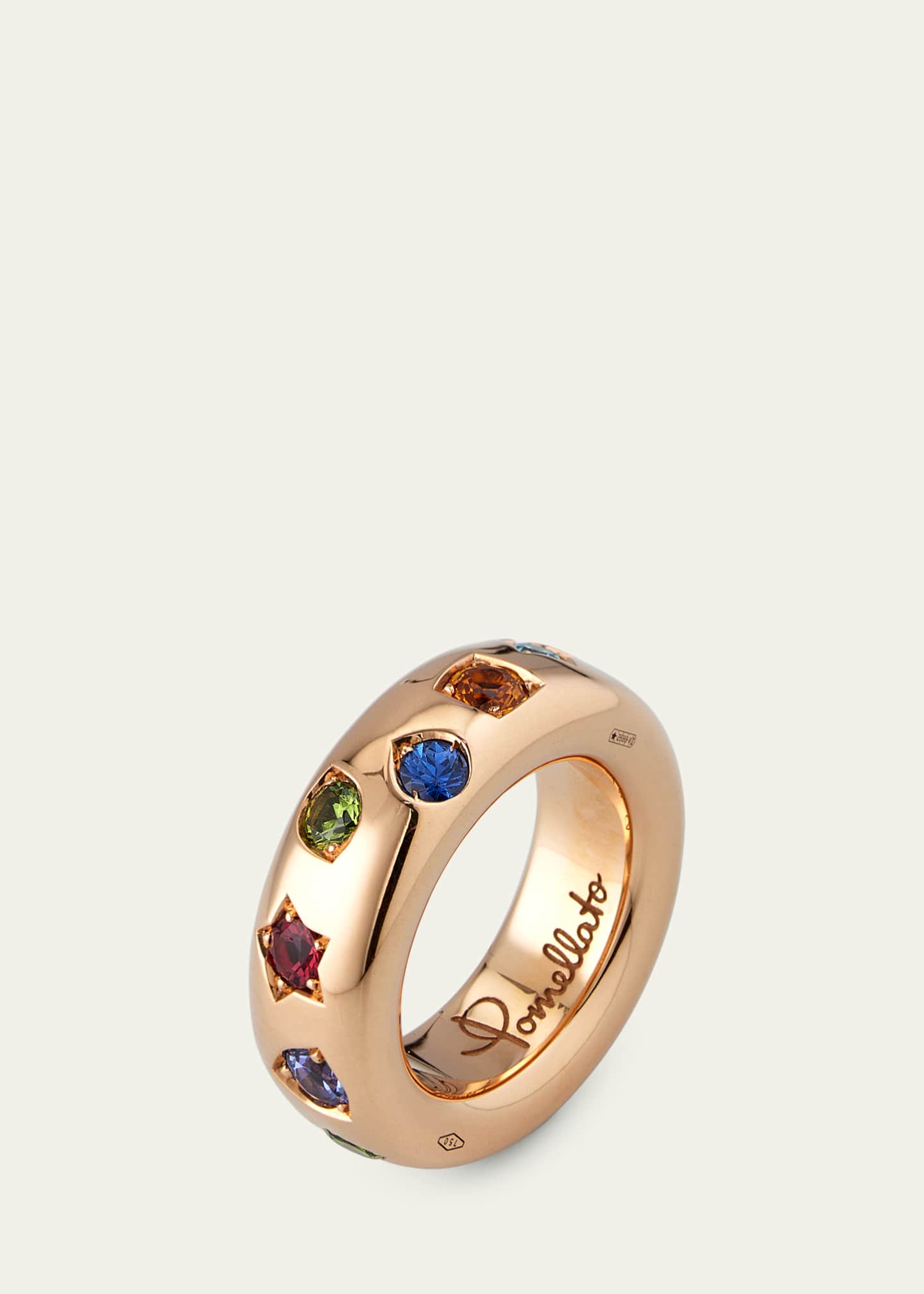 Pomellato Iconica 18k Rose Gold Slim Multi Gemstone Ring