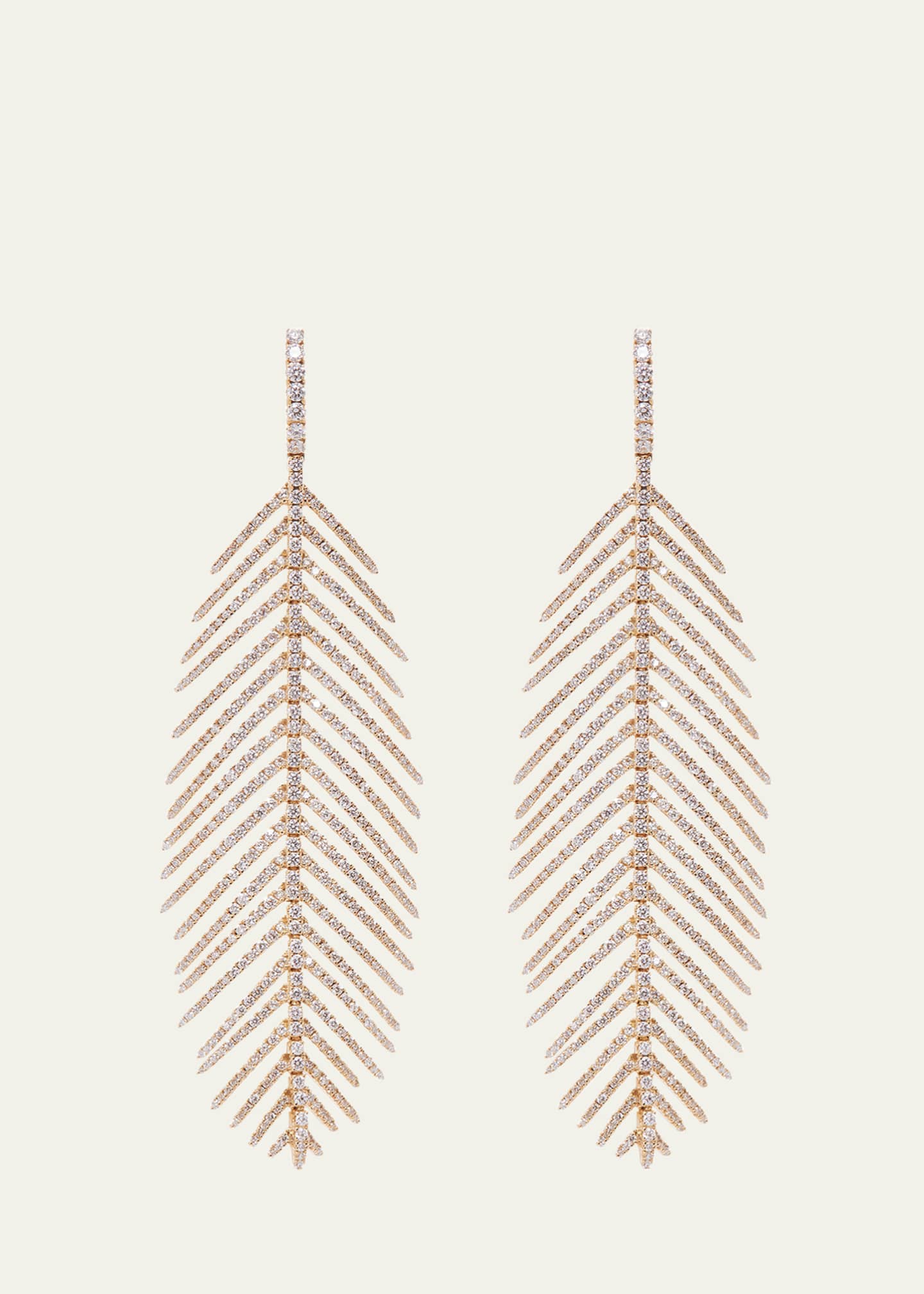 Sidney Garber 18K Yellow Gold Feathers That Move Diamond Earrings