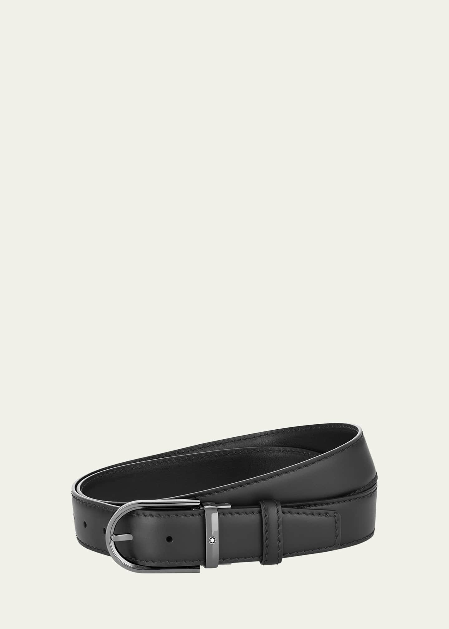 Montblanc Men's Round Buckle Leather Belt Image 1 of 3