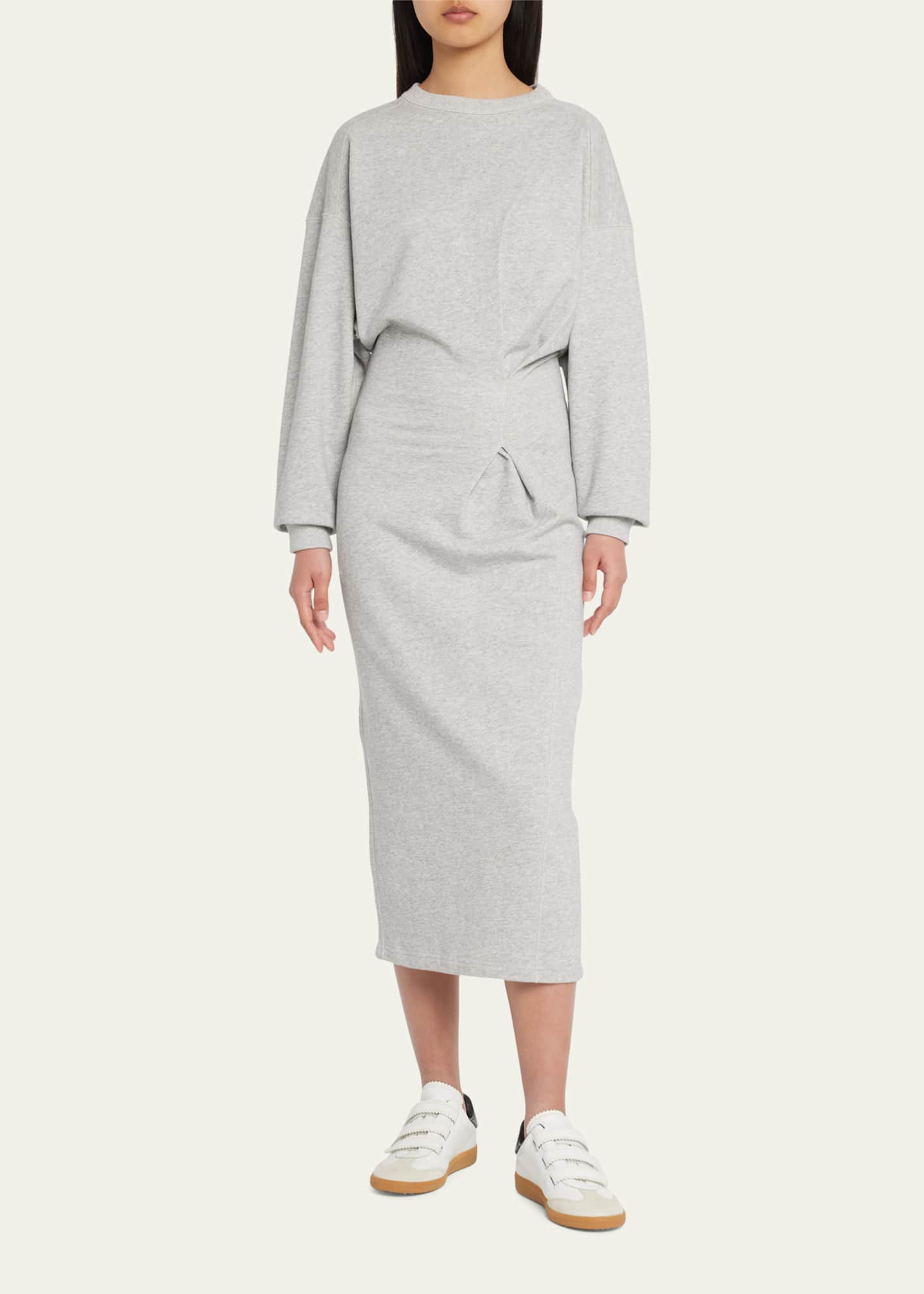 knee length dresses for ladies Marcella Elba Long Sleeve Sweatshirt Dress in Black | Women's Size 3XL | Midweight French Terry