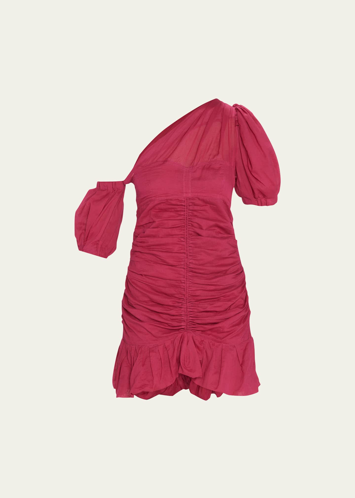 Étoile Isabel Marant Cotton Lecia One-shoulder Ruched Mini Dress in Pink Womens Clothing Dresses Mini and short dresses 