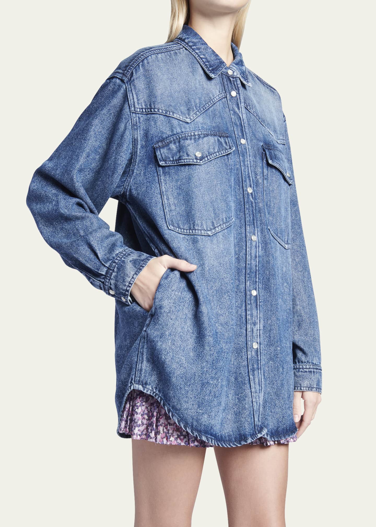 Etoile Isabel Marant Taniami Oversized Denim Button-Down Shirt