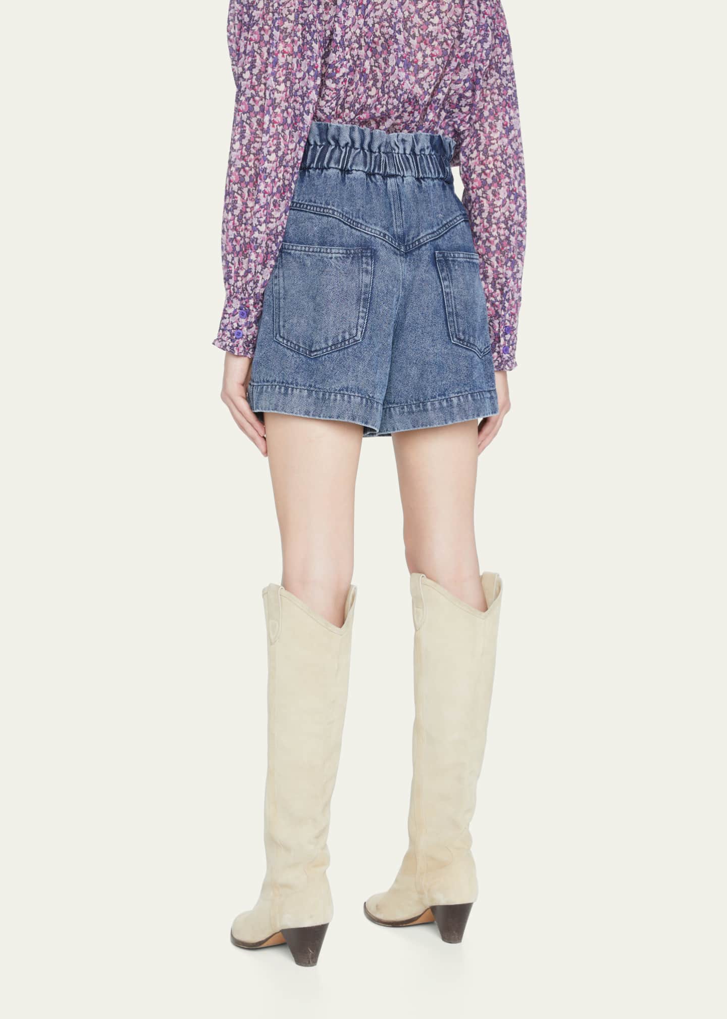 Etoile Isabel Marant Titea High Rise Paper Bag Denim Shorts