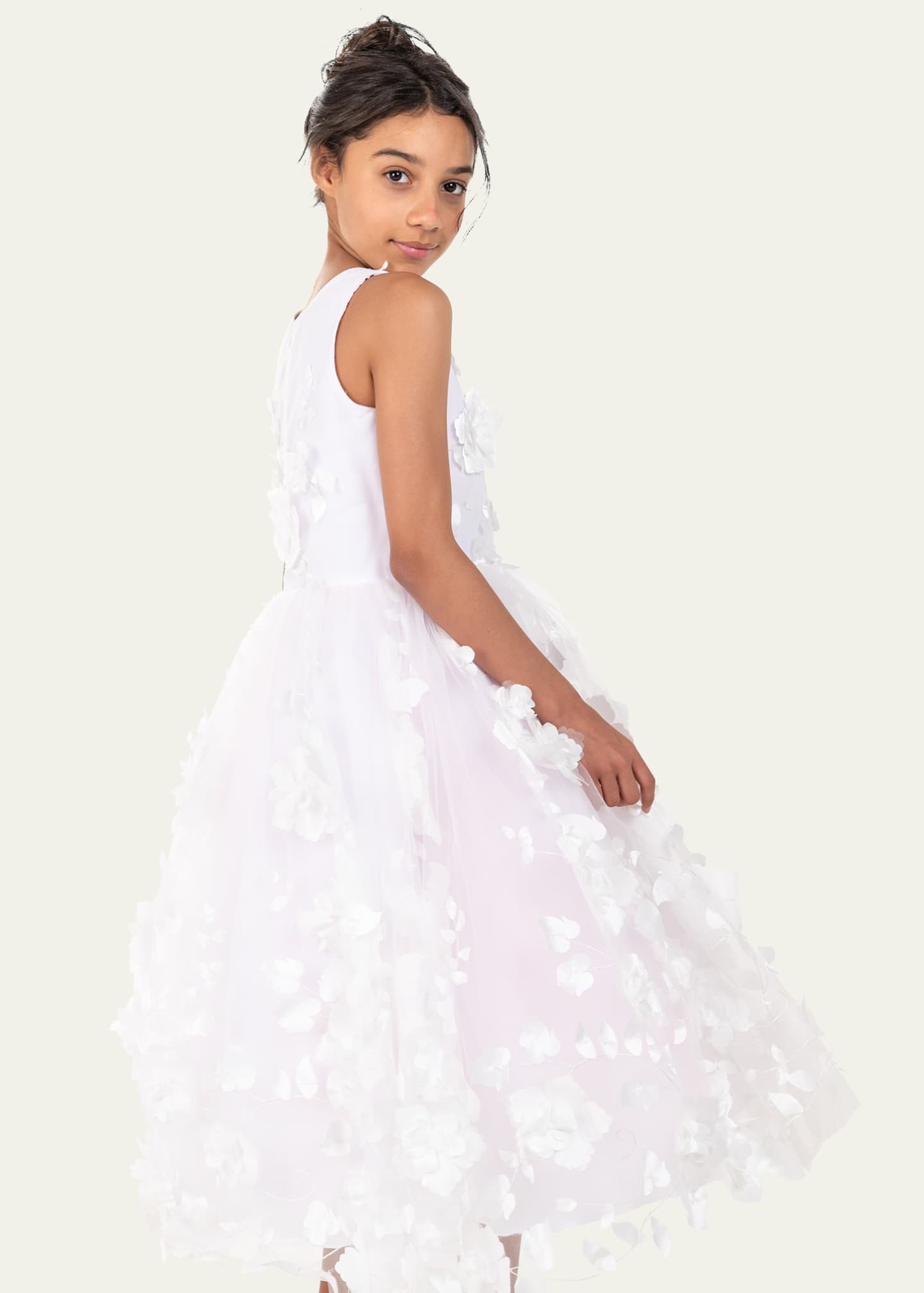 White Label by Zoe Girl s Eliana 3D Flower Embellished Tulle Dress Size 4 12