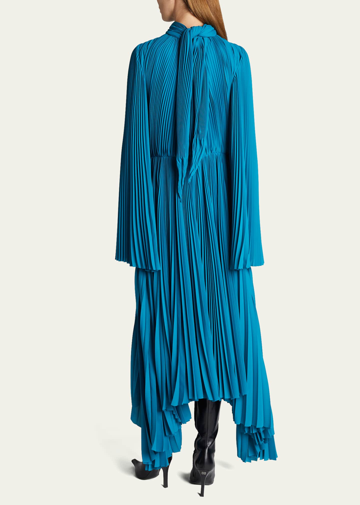 Balenciaga Twist Pleated Crepe Midi Dress - Bergdorf Goodman