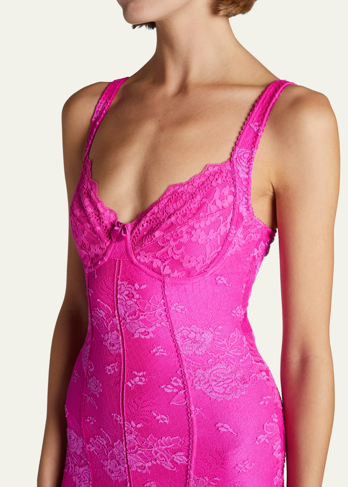 Balenciaga Paneled Bustier Lace Lingerie Mini Dress Bergdorf Goodman