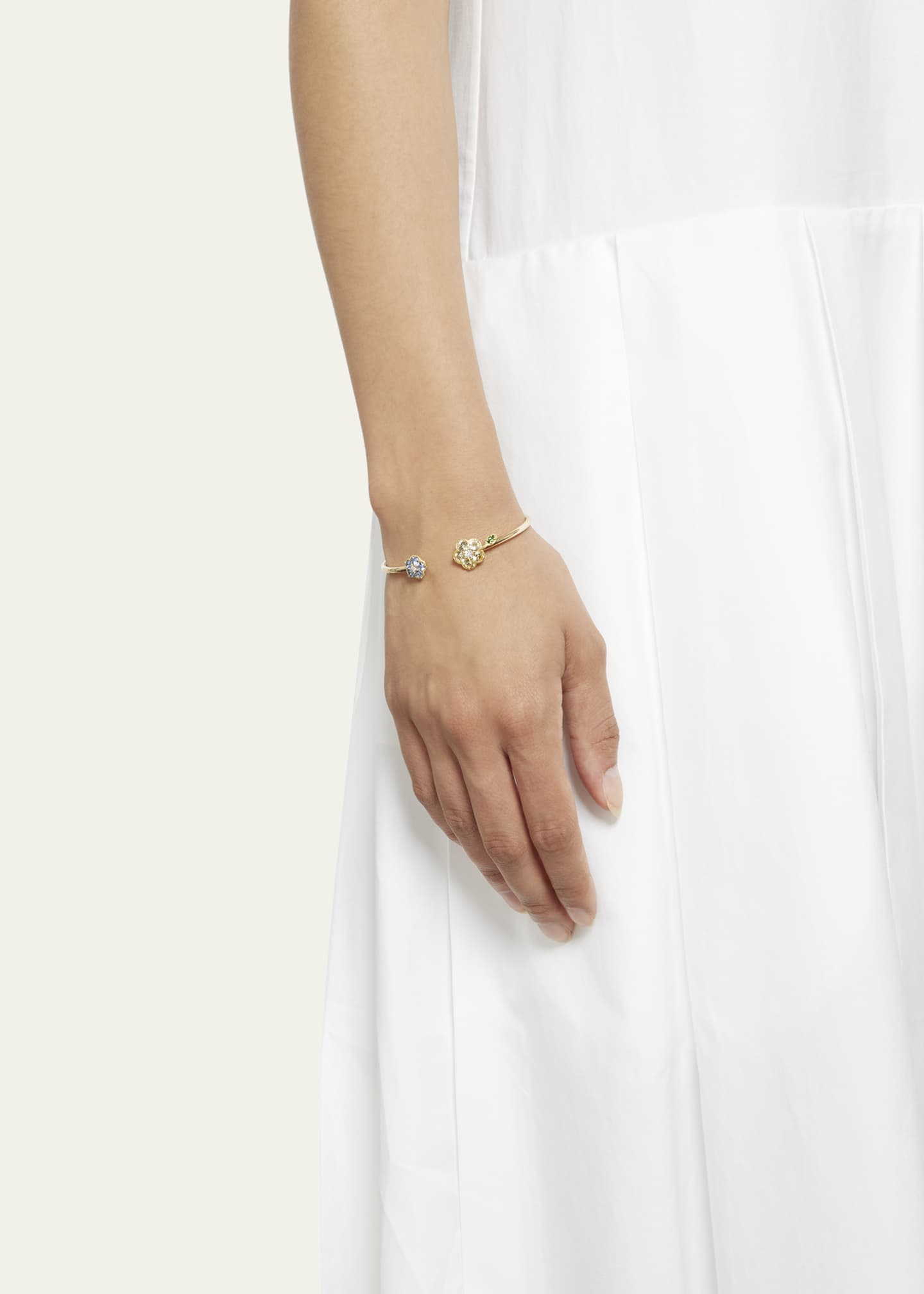 Paul Morelli Yellow Gold Wild Child Tube Bracelet with Diamonds, Sapphires and Tsavorite Image 2 of 4