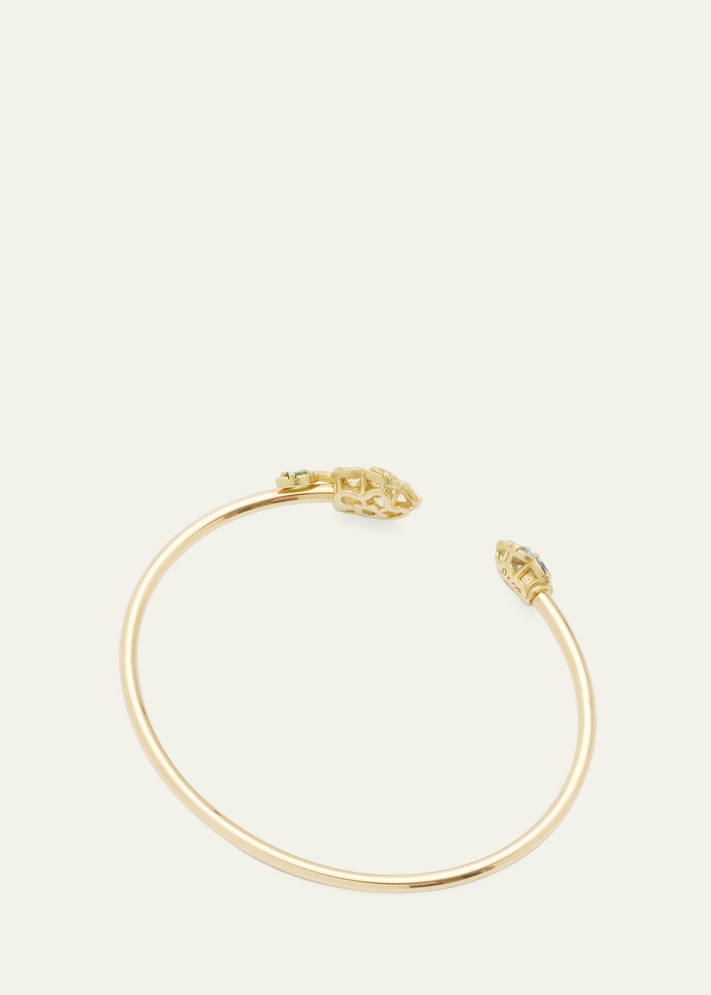 Paul Morelli Yellow Gold Wild Child Tube Bracelet with Diamonds, Sapphires and Tsavorite Image 3 of 4