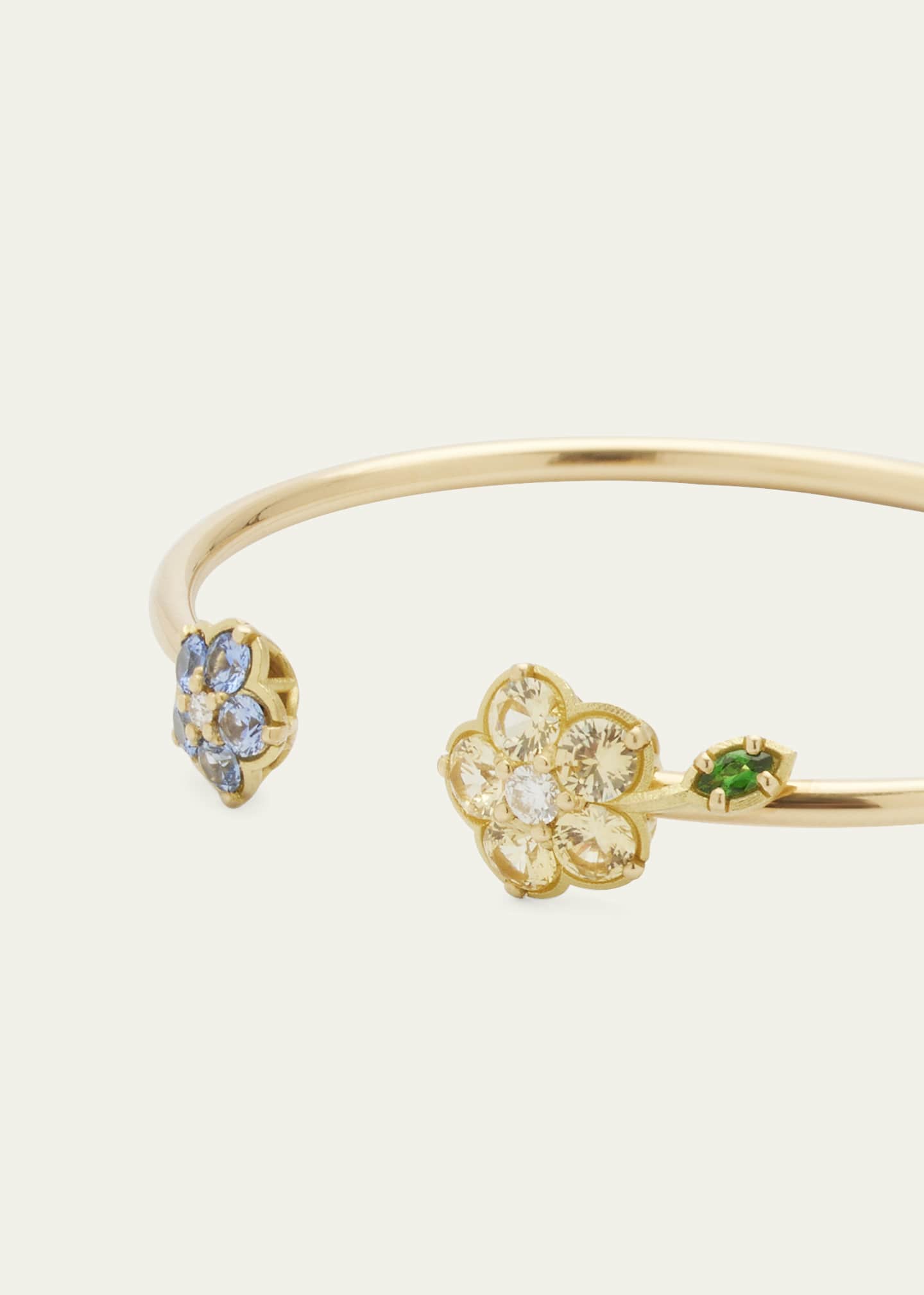 Paul Morelli Yellow Gold Wild Child Tube Bracelet with Diamonds, Sapphires and Tsavorite Image 4 of 4