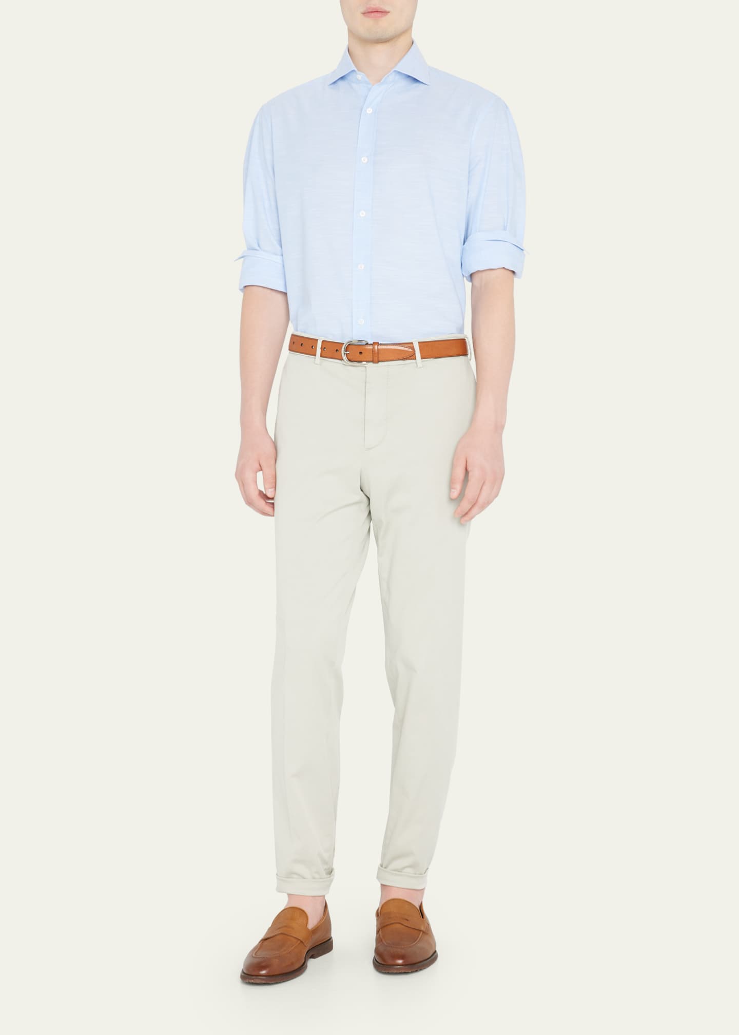 Brunello Cucinelli Men's Cotton Oxford Sport Shirt Image 2 of 5