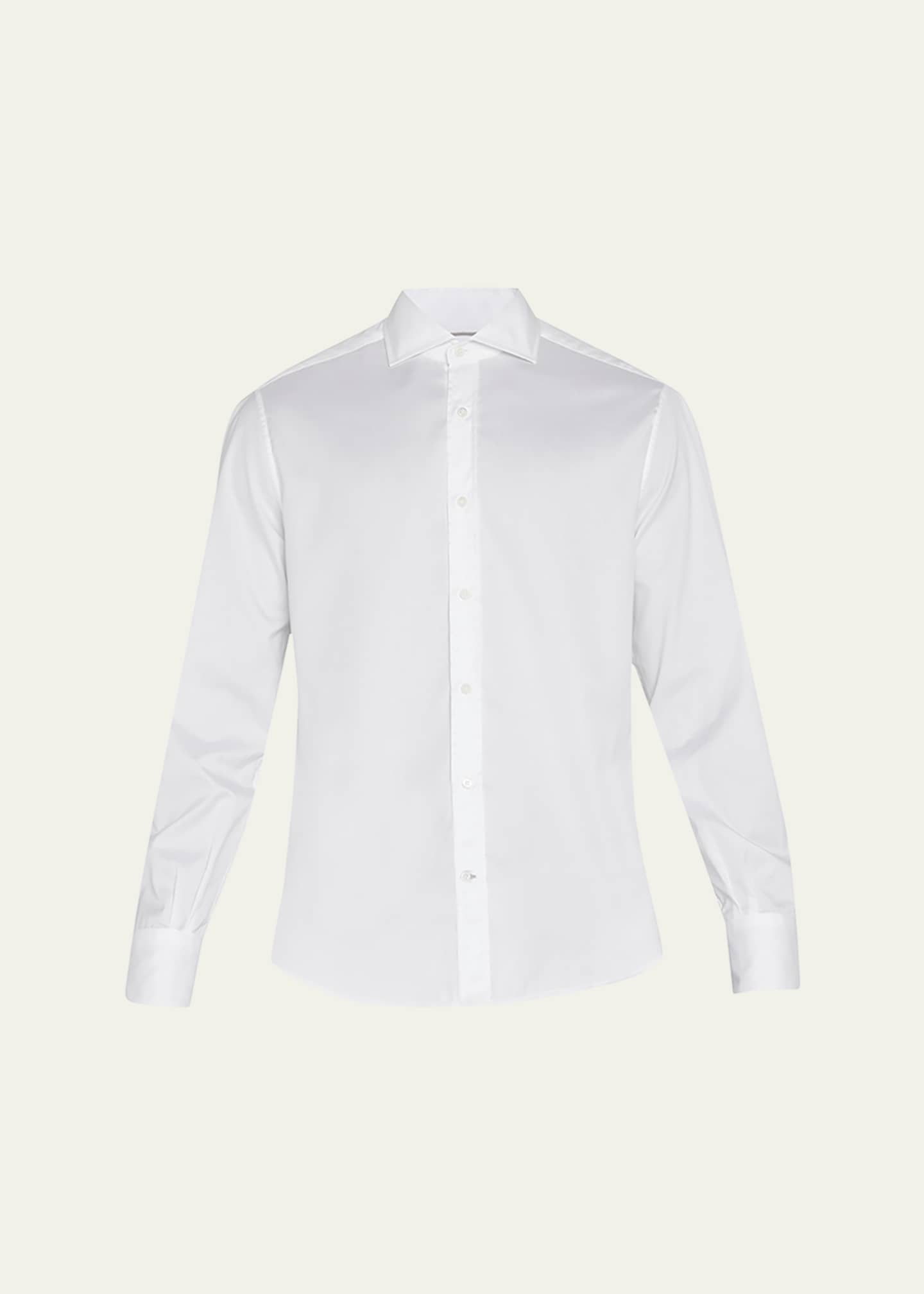 Brunello Cucinelli Men's Spread Collar Cotton Sport Shirt Image 1 of 5