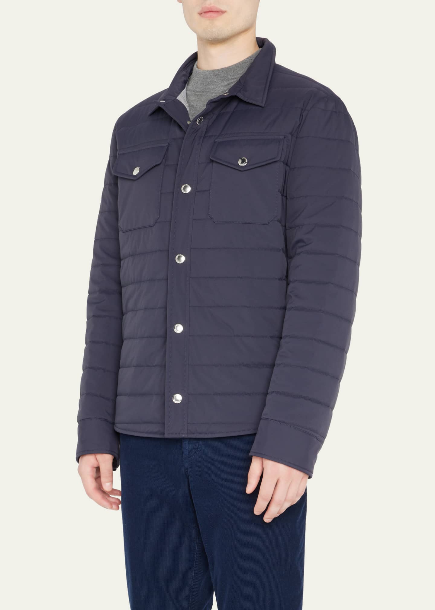 Brunello Cucinelli Men's Quilted Nylon Shirt Jacket - Bergdorf Goodman