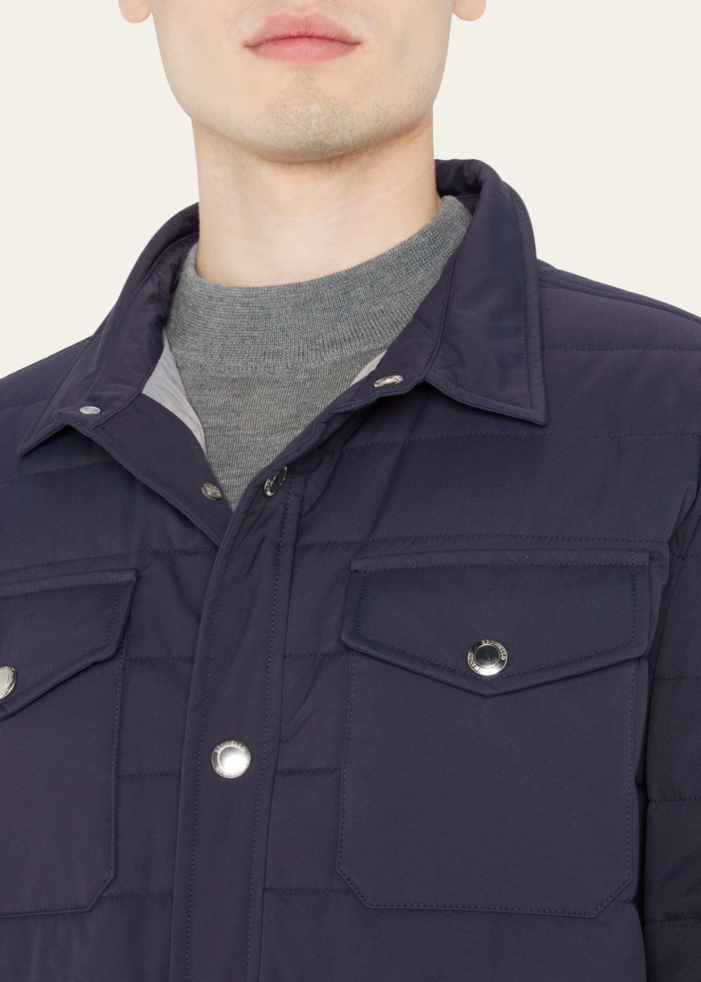 Brunello Cucinelli Men s Quilted Nylon Shirt Jacket
