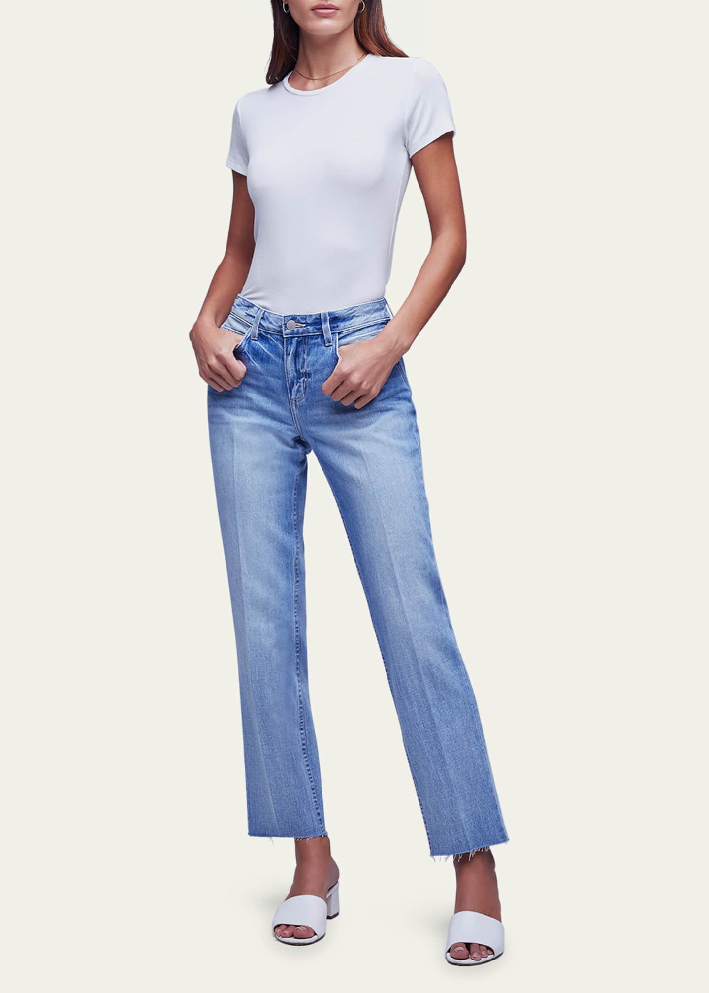 L'Agence Milana Low-Rise Cropped Straight Jeans - Bergdorf Goodman