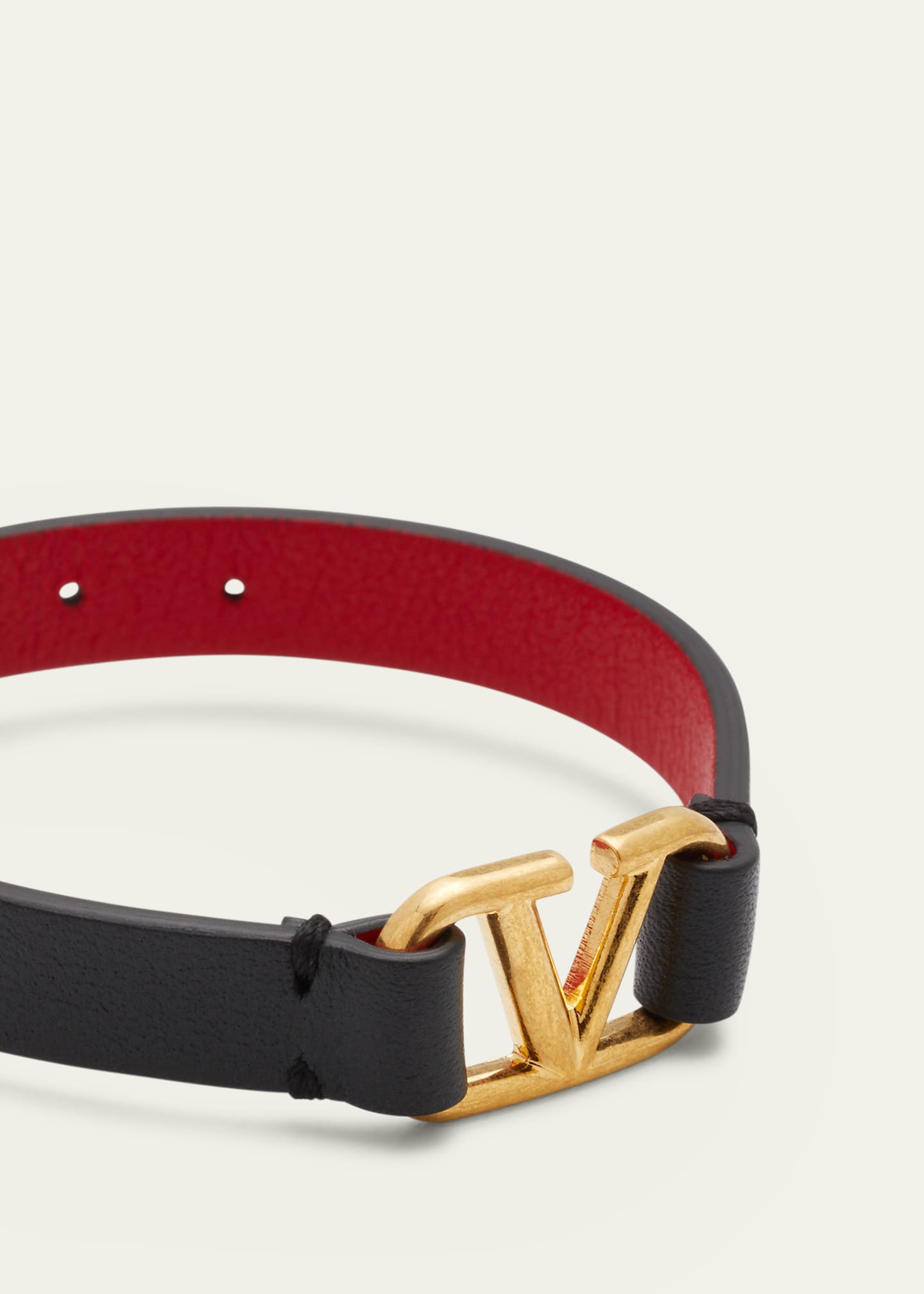 Valentino Garavani Antiqued Brass Logo Leather Bracelet - Bergdorf Goodman