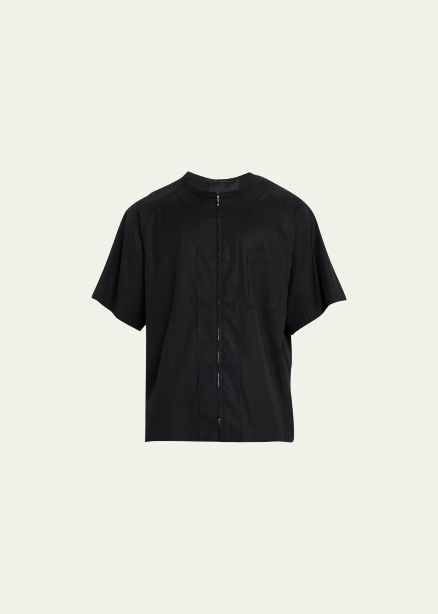 3.1 Phillip Lim Men's Zip-Front Baseball Shirt Image 1 of 5