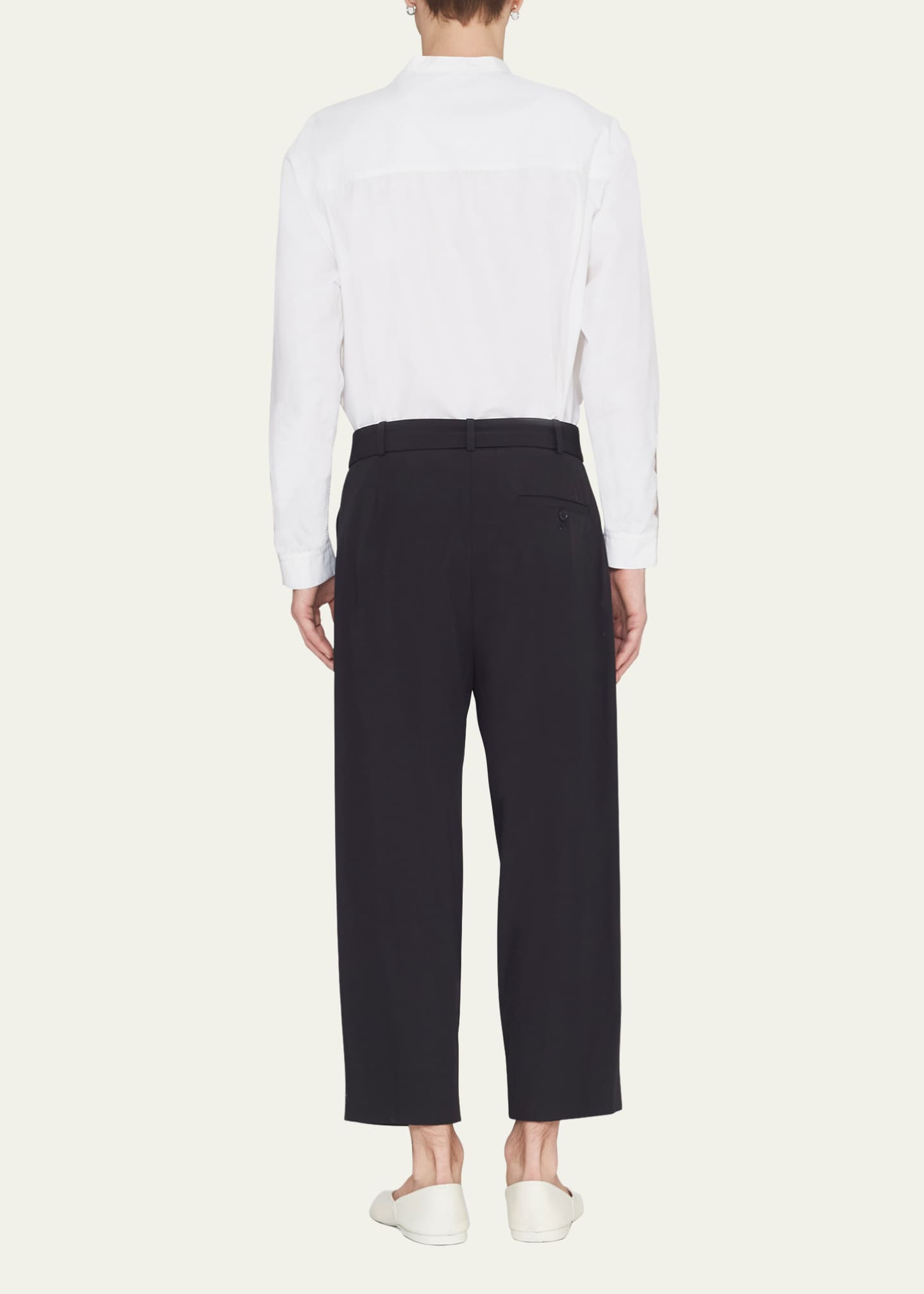 3.1 Phillip Lim Men's Cropped Wool-Blend Belted Trousers Image 3 of 4