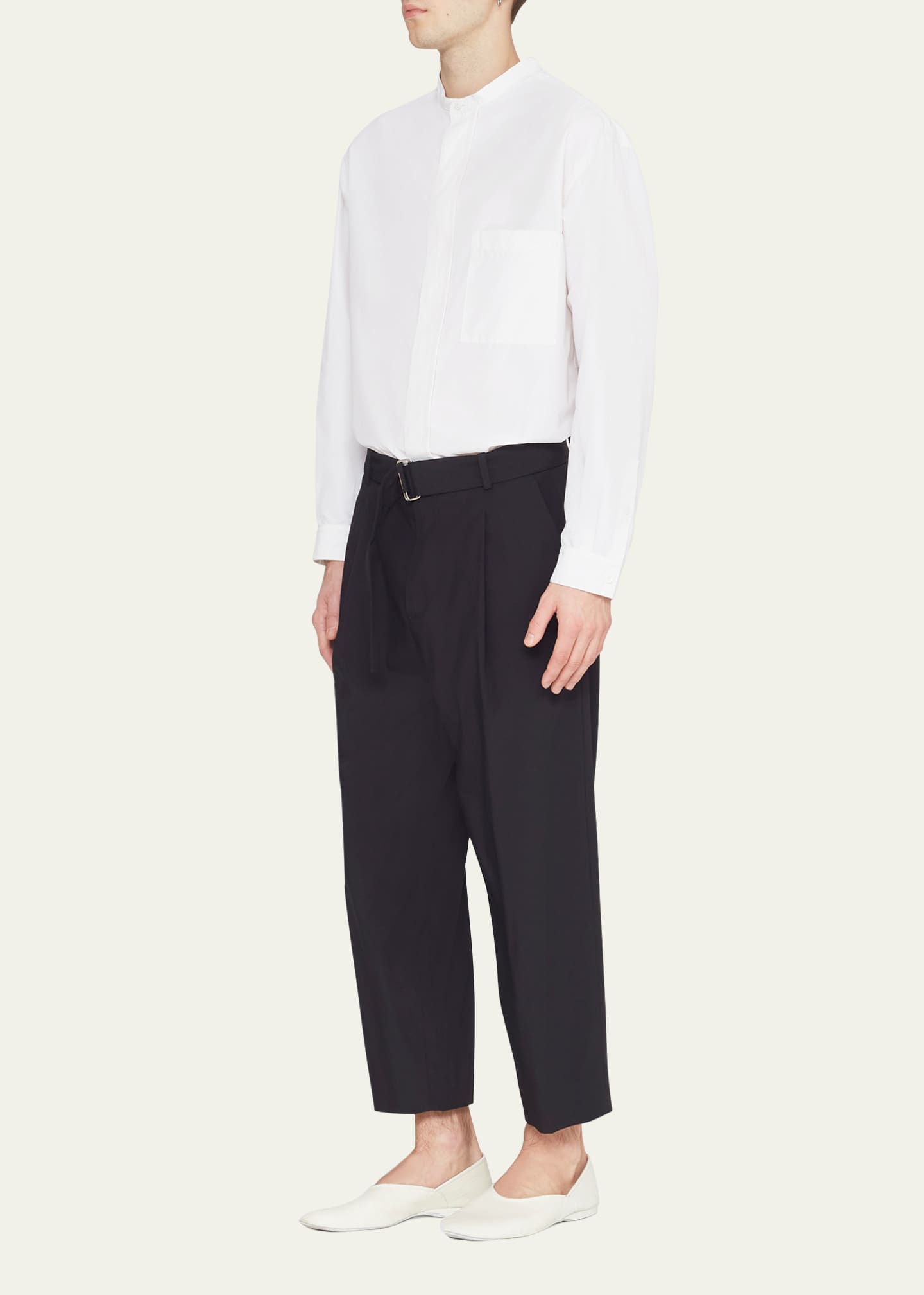 3.1 Phillip Lim Men's Cropped Wool-Blend Belted Trousers
