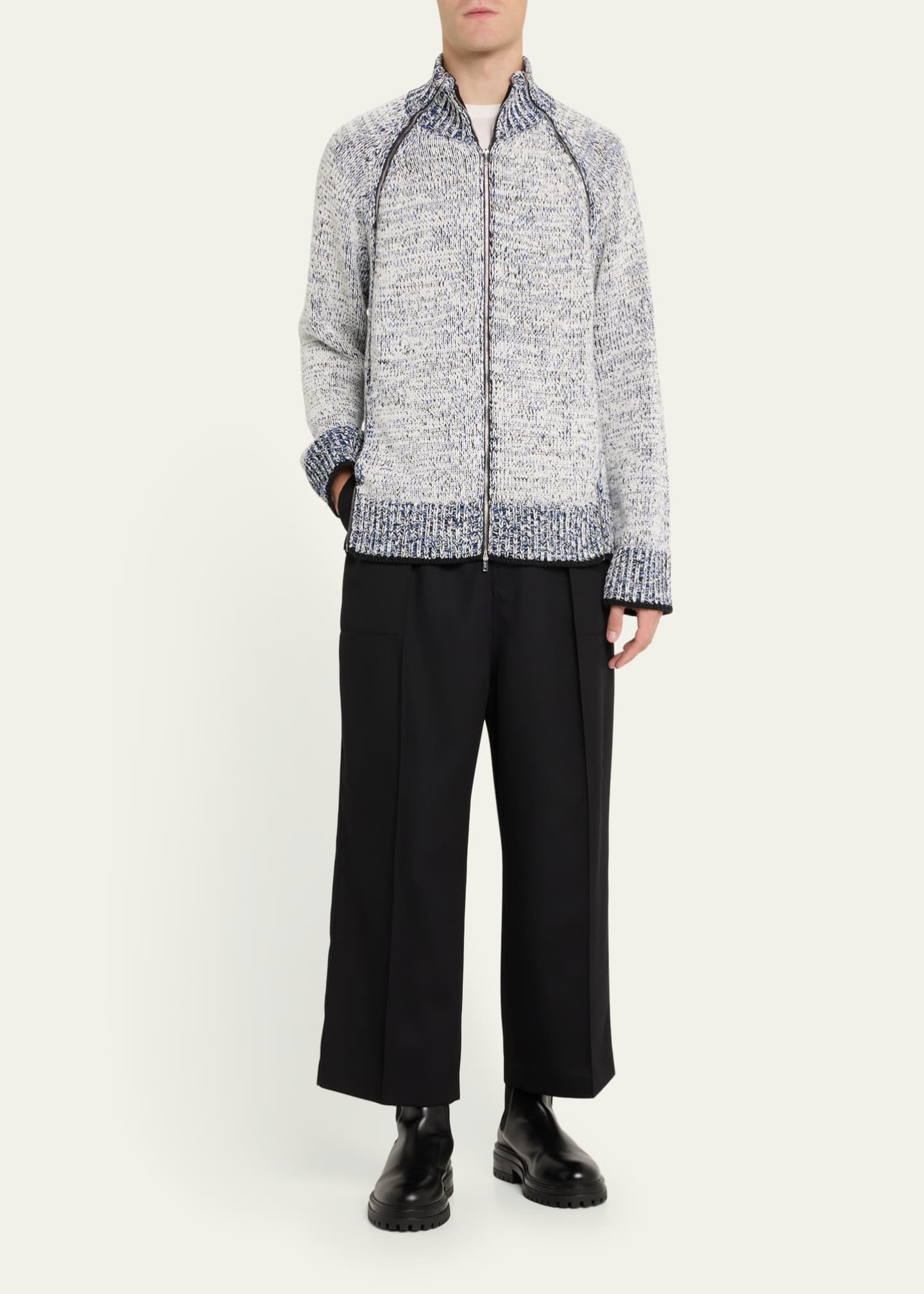 3.1 Phillip Lim Men's Marled Full-Zip Cardigan Sweater Image 2 of 5