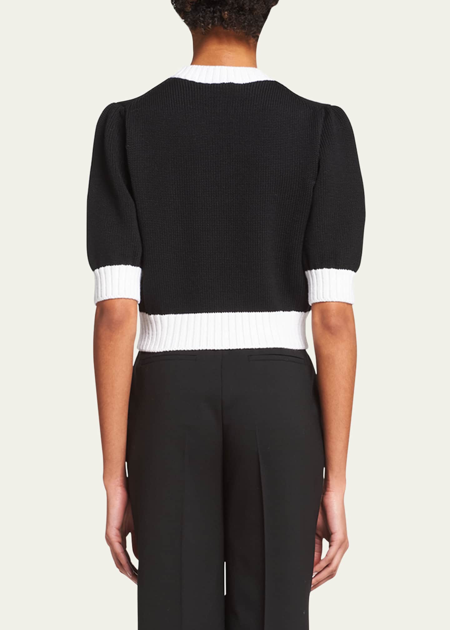 Prada Bicolor Cropped Knit Sweater Image 3 of 5