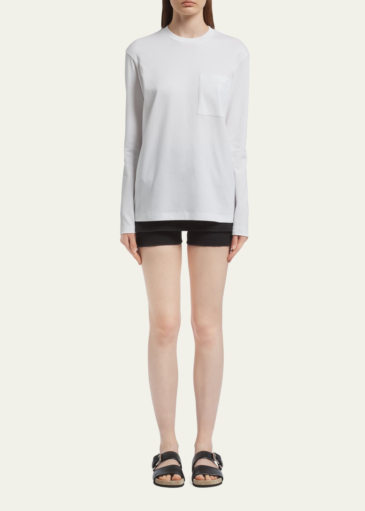 Prada Long-Sleeve Boxy Jersey T-Shirt