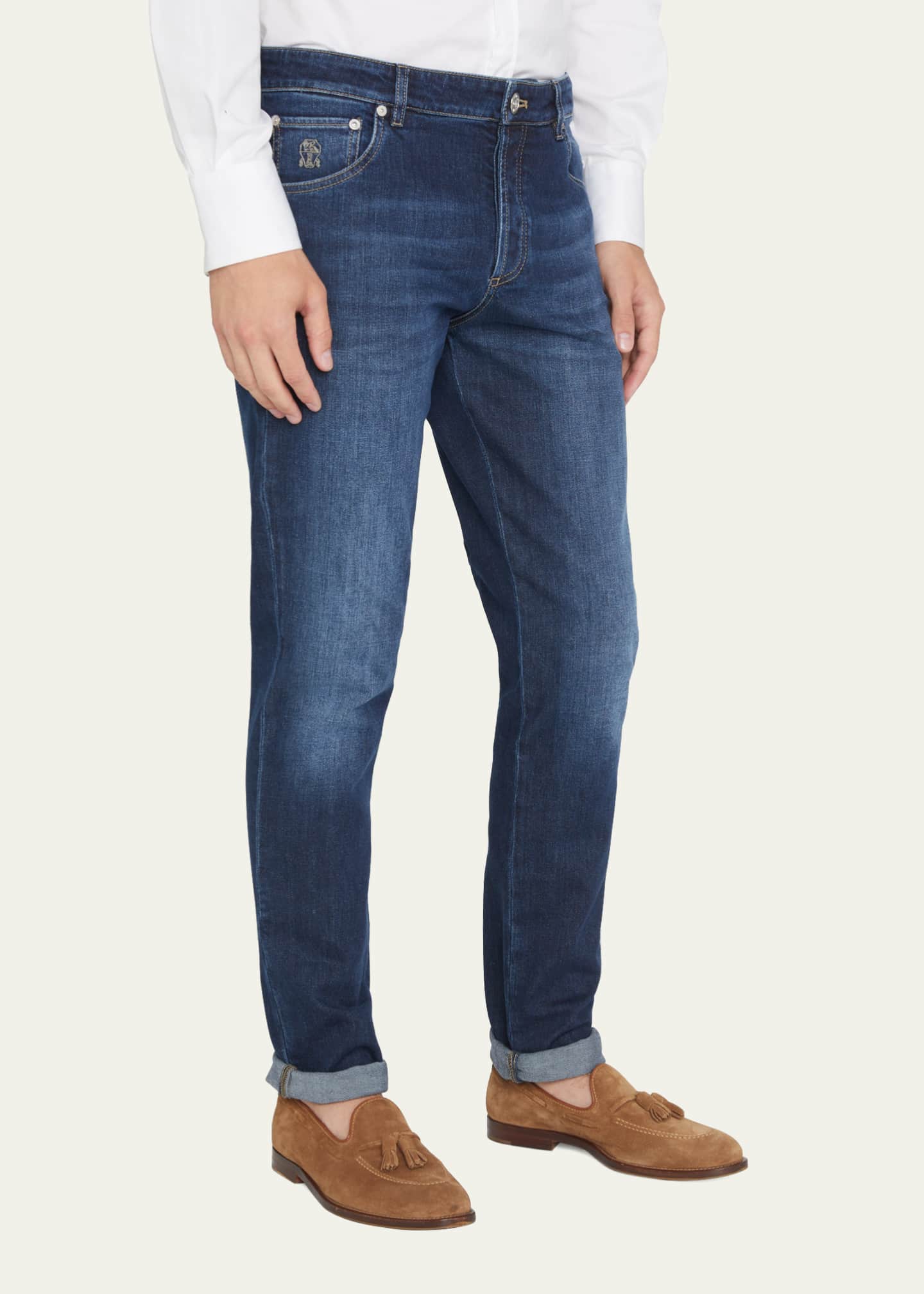 Brunello Cucinelli Men's 5-Pocket Denim Jeans Image 4 of 5