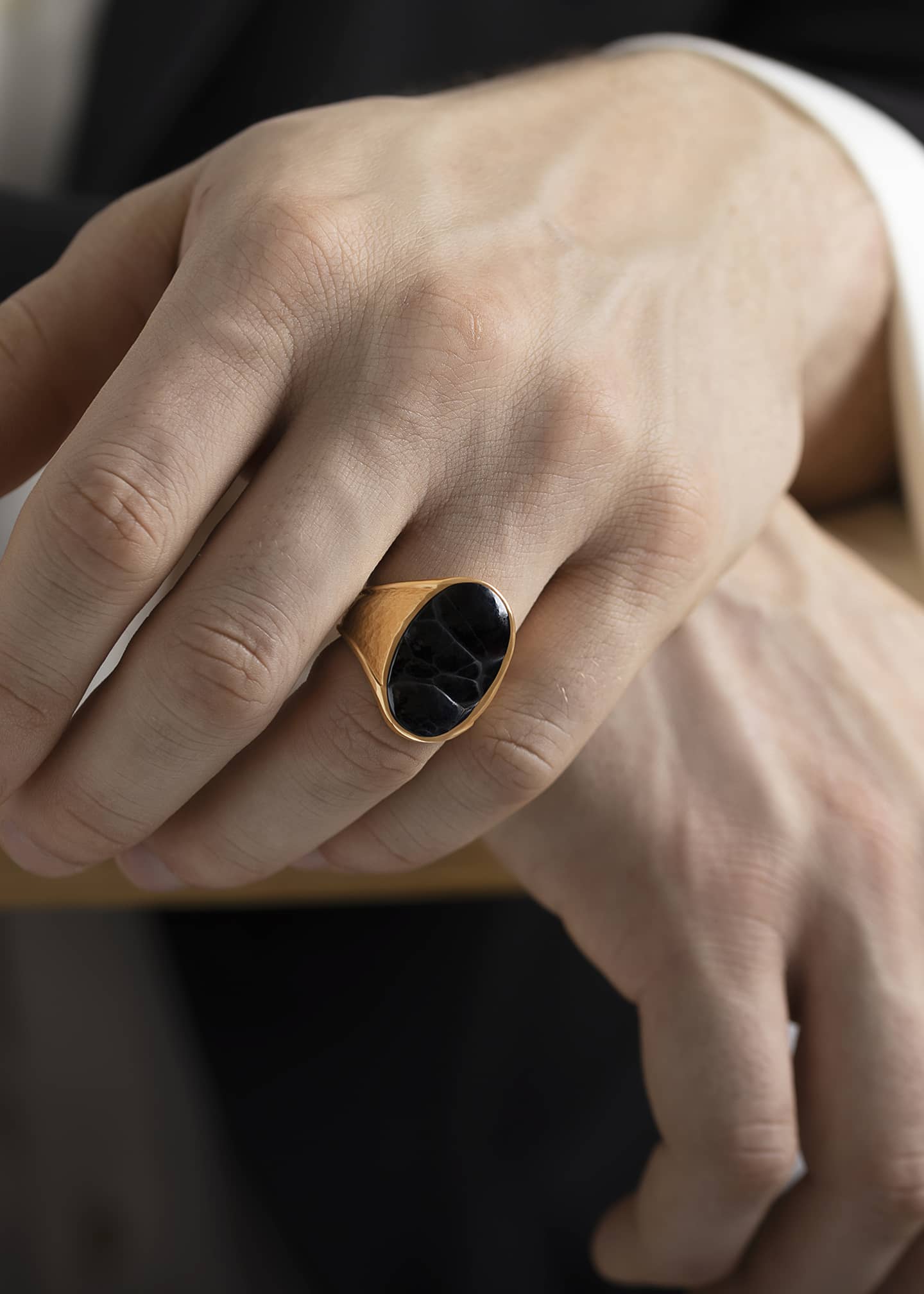 Mens hematite ring sales